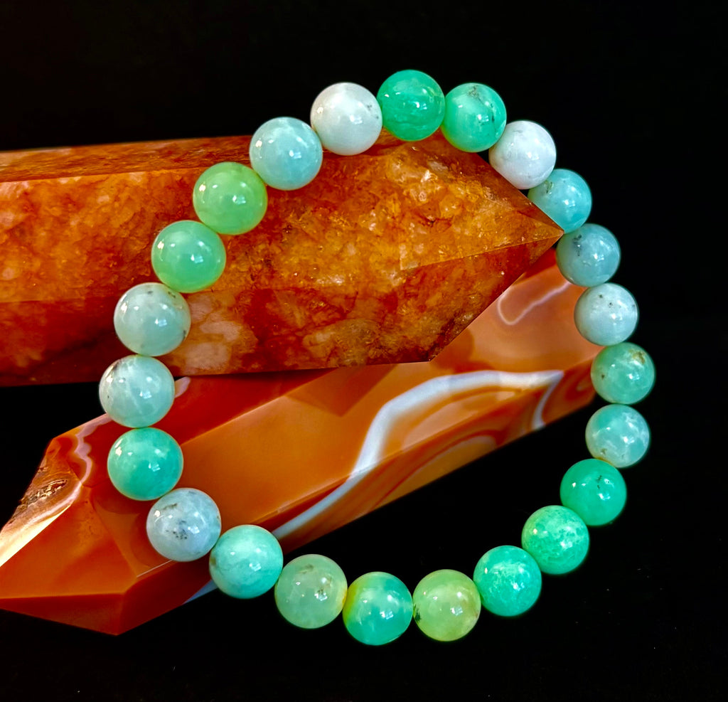Reiki-Infused Chrysoprase Gemstone Bracelet for Heart Healing, Joy & Abundance (8mm)