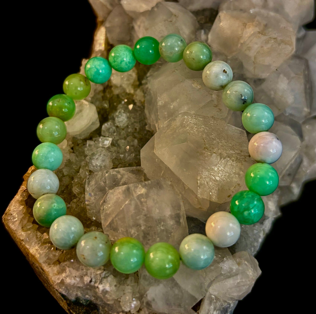 Reiki-Infused Chrysoprase Gemstone Bracelet for Heart Healing, Joy & Abundance (8mm)