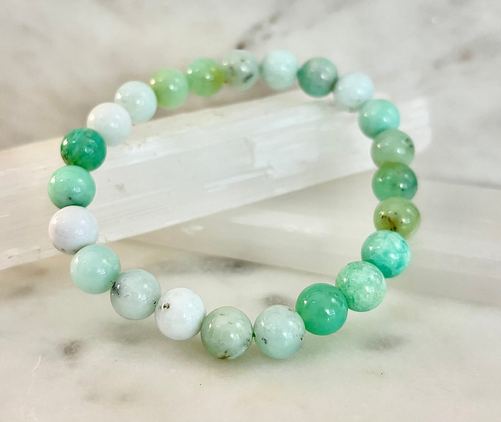 Reiki-Infused Chrysoprase Gemstone Bracelet for Heart Healing, Joy & Abundance (8mm)