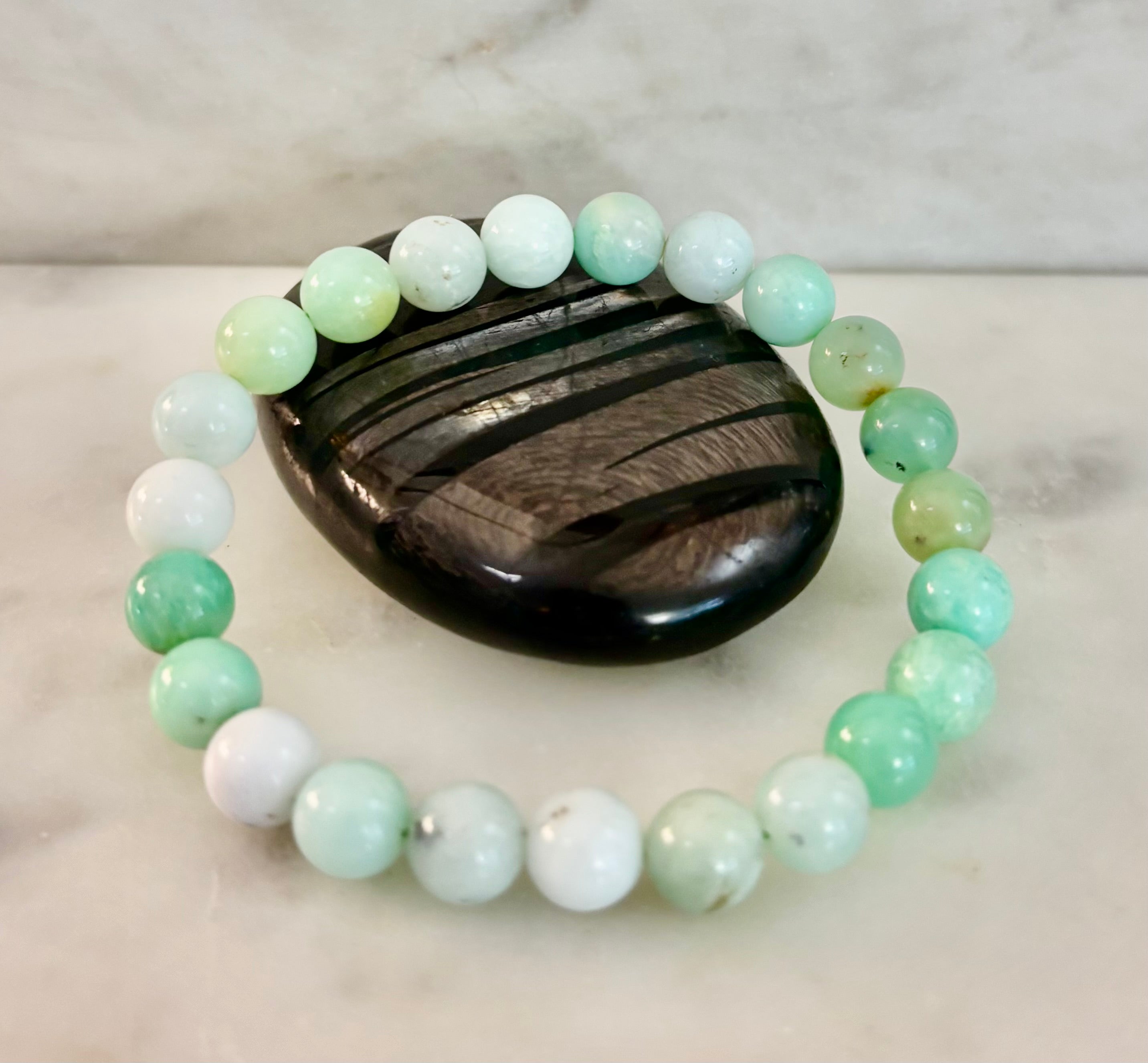 Reiki-Infused Chrysoprase Gemstone Bracelet for Heart Healing, Joy & Abundance (8mm)