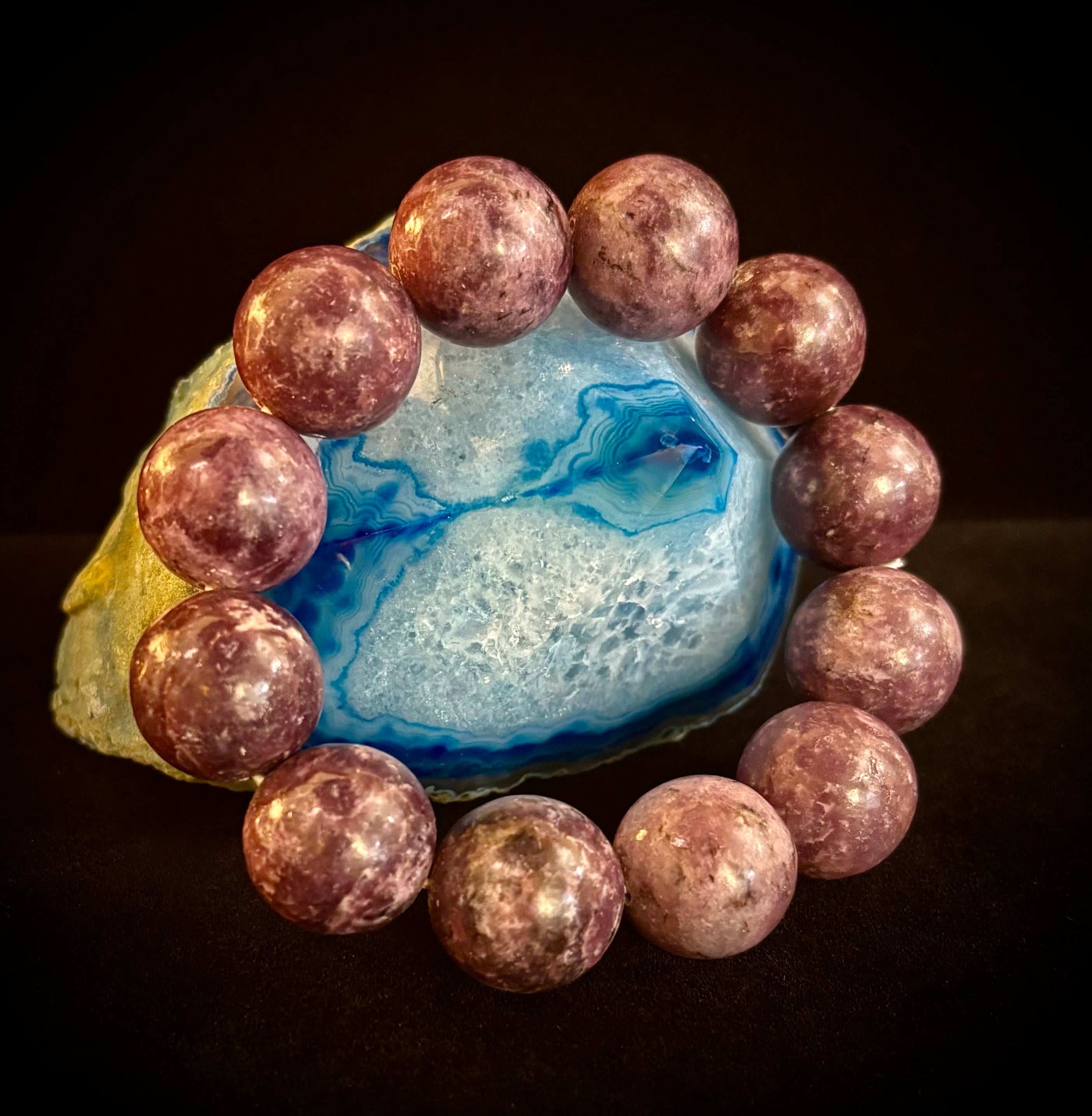 Reiki-Infused High-Grade Purple Lepidolite Statement Bracelet for Peace, Emotional Balance & Deep Calm (17–18mm)
