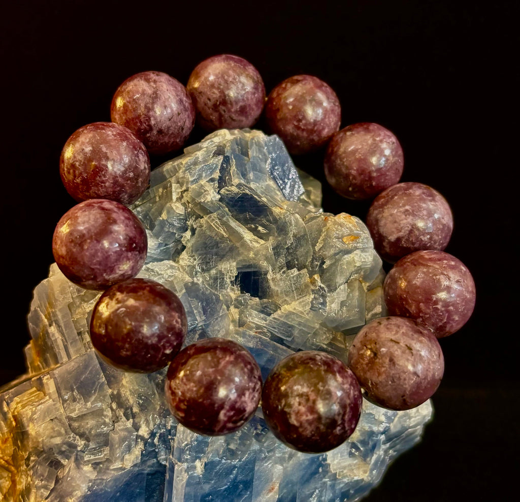 Reiki-Infused High-Grade Purple Lepidolite Statement Bracelet for Peace, Emotional Balance & Deep Calm (17–18mm)
