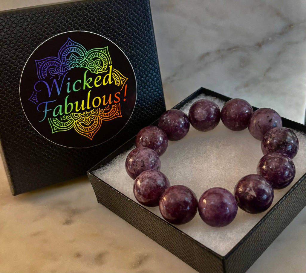 Reiki-Infused High-Grade Purple Lepidolite Statement Bracelet for Peace, Emotional Balance & Deep Calm (17–18mm)