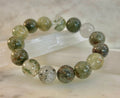 Reiki-Infused Genuine Green Phantom Quartz Statement Bracelet for Growth, Resilience & Wealth Attraction (14mm)