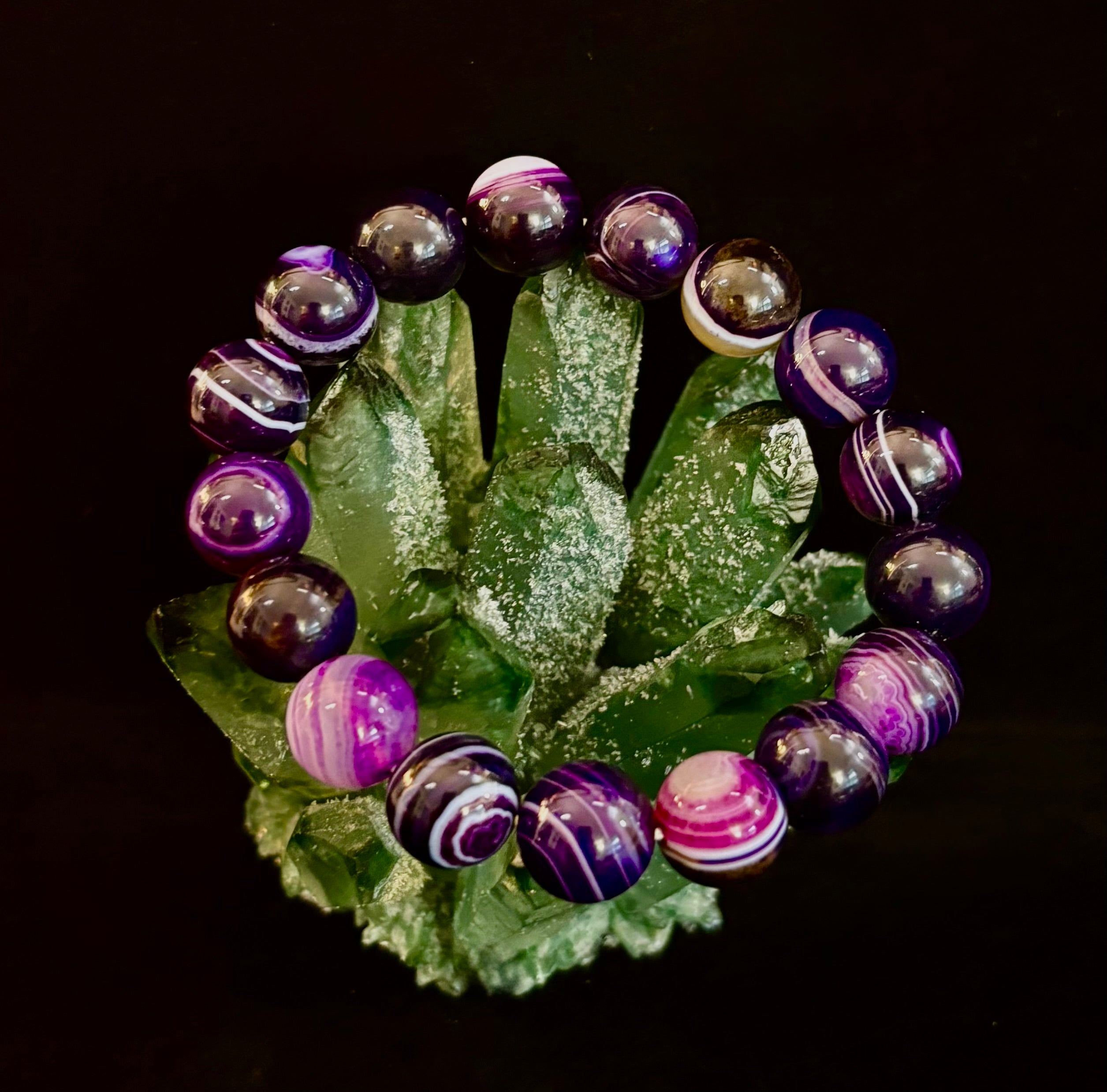Reiki-Infused Genuine Dog Tooth Amethyst Statement Bracelet for Spiritual Shielding, Intuition & Deep Harmony (12mm)