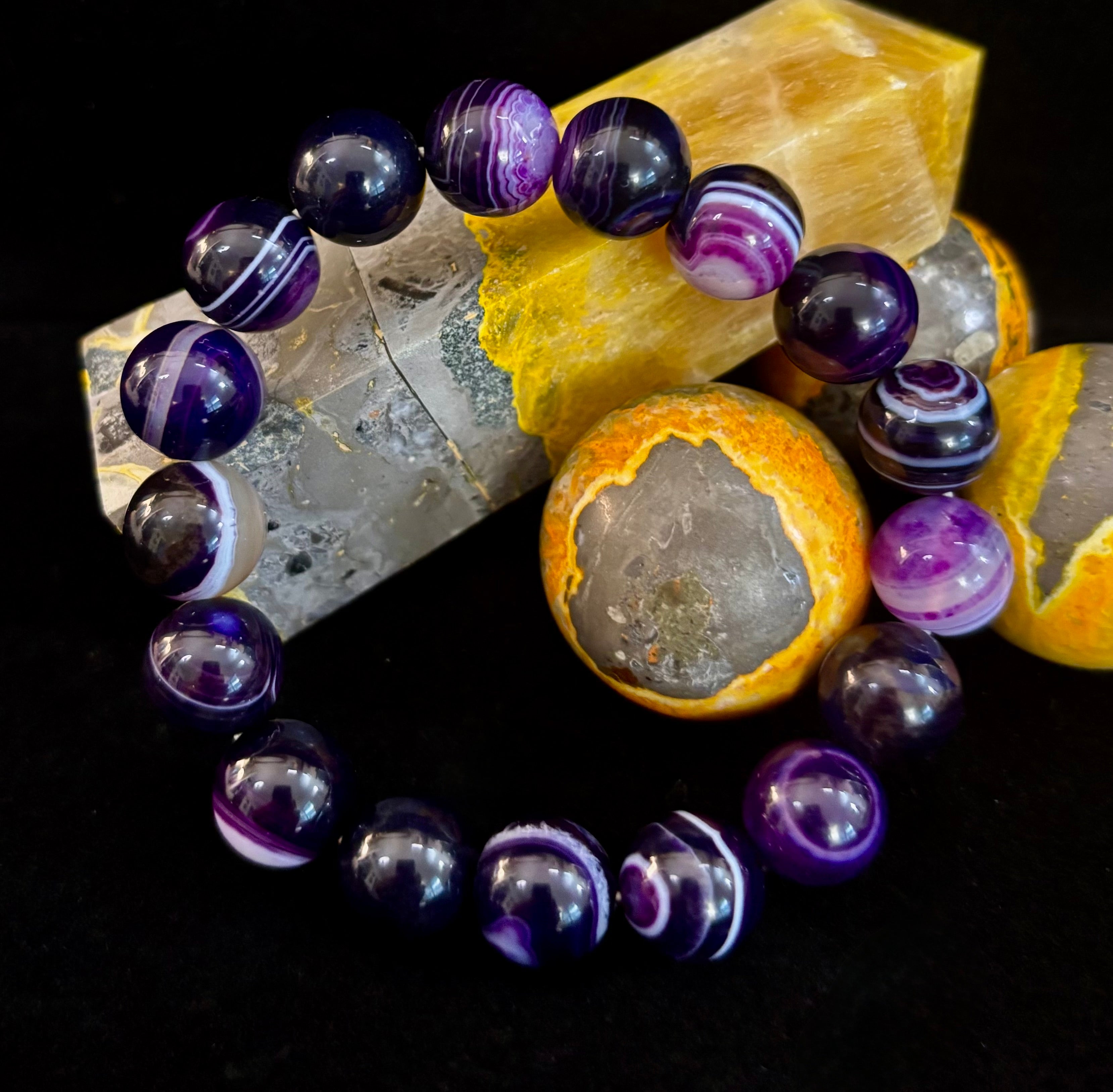 Reiki-Infused Genuine Dog Tooth Amethyst Statement Bracelet for Spiritual Shielding, Intuition & Deep Harmony (12mm)