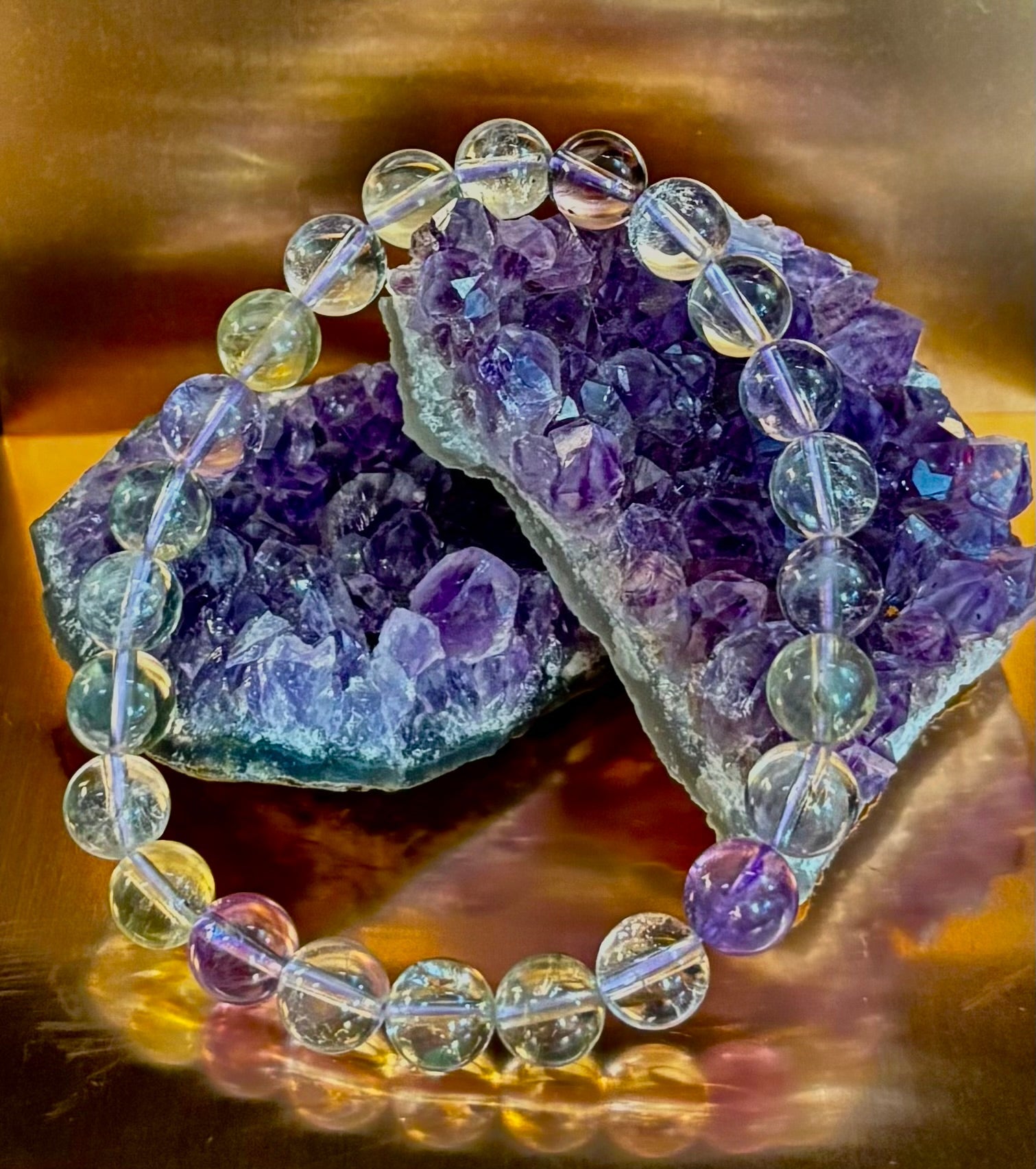 Ametrine Crystal Healing Stretch Bracelet for Intuition, Abundance & Harmony (8mm)