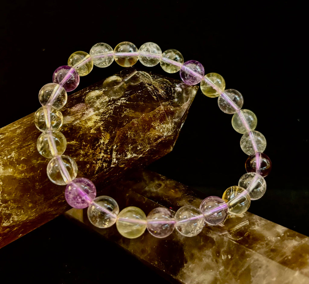 Ametrine Crystal Healing Stretch Bracelet for Intuition, Abundance & Harmony (8mm)