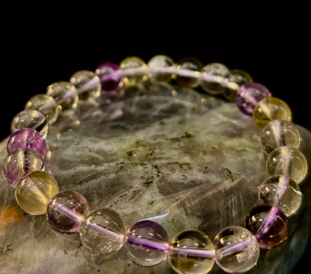 Ametrine Crystal Healing Stretch Bracelet for Intuition, Abundance & Harmony (8mm)