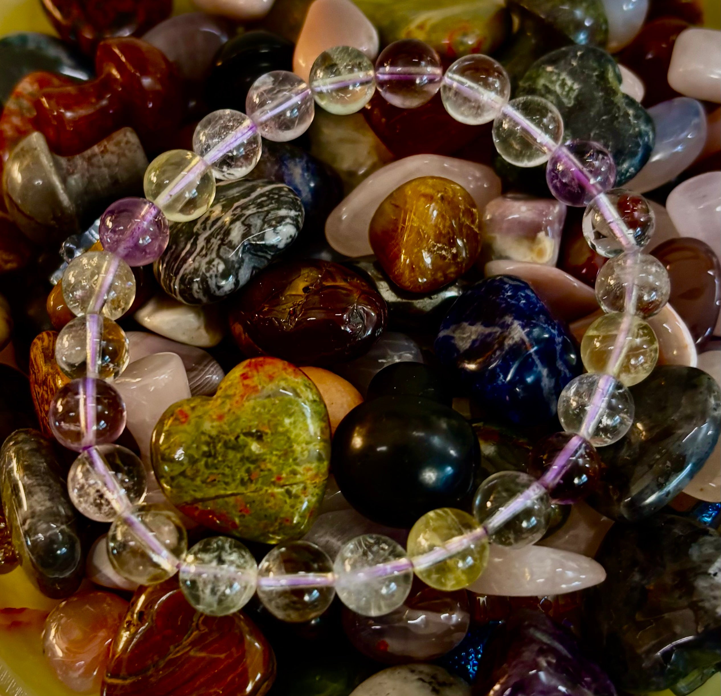 Ametrine Crystal Healing Stretch Bracelet for Intuition, Abundance & Harmony (8mm)