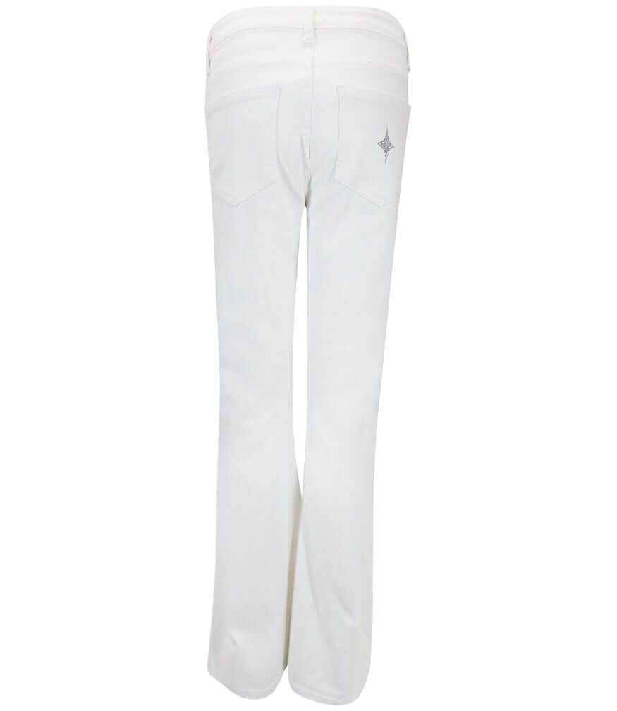White Stretch Denim Jeans with Silver Glitter Star Accents - Image 3