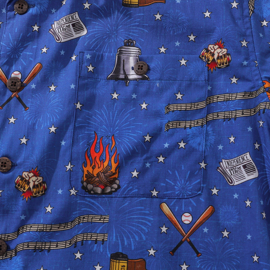 Men's Patriotic Red White and Blue Independence Day Hawaiian Shirt