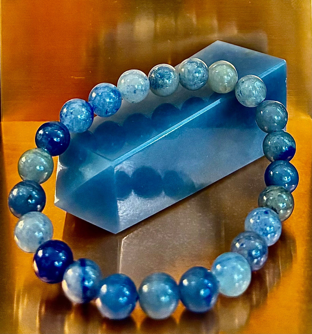 Reiki-Infused Natural Blue Aventurine Bracelet for Calm Communication, Inner Peace & Third Eye Focus (8mm)