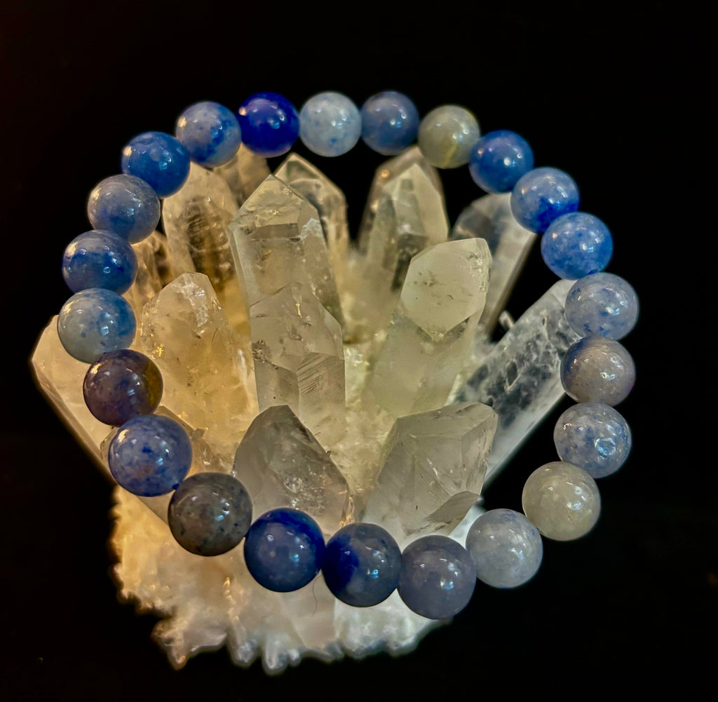 Reiki-Infused Natural Blue Aventurine Bracelet for Calm Communication, Inner Peace & Third Eye Focus (8mm)