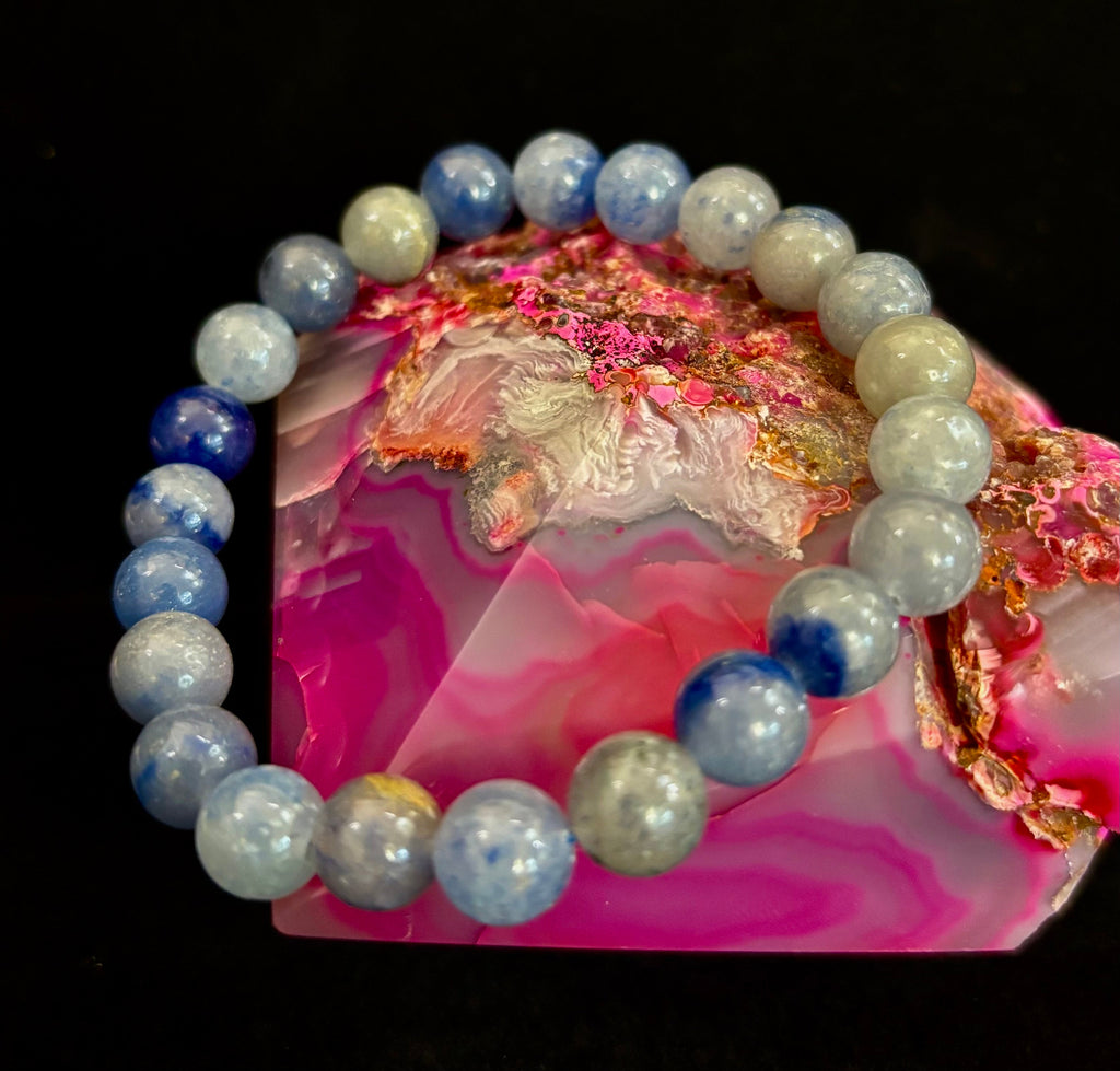 Reiki-Infused Natural Blue Aventurine Bracelet for Calm Communication, Inner Peace & Third Eye Focus (8mm)