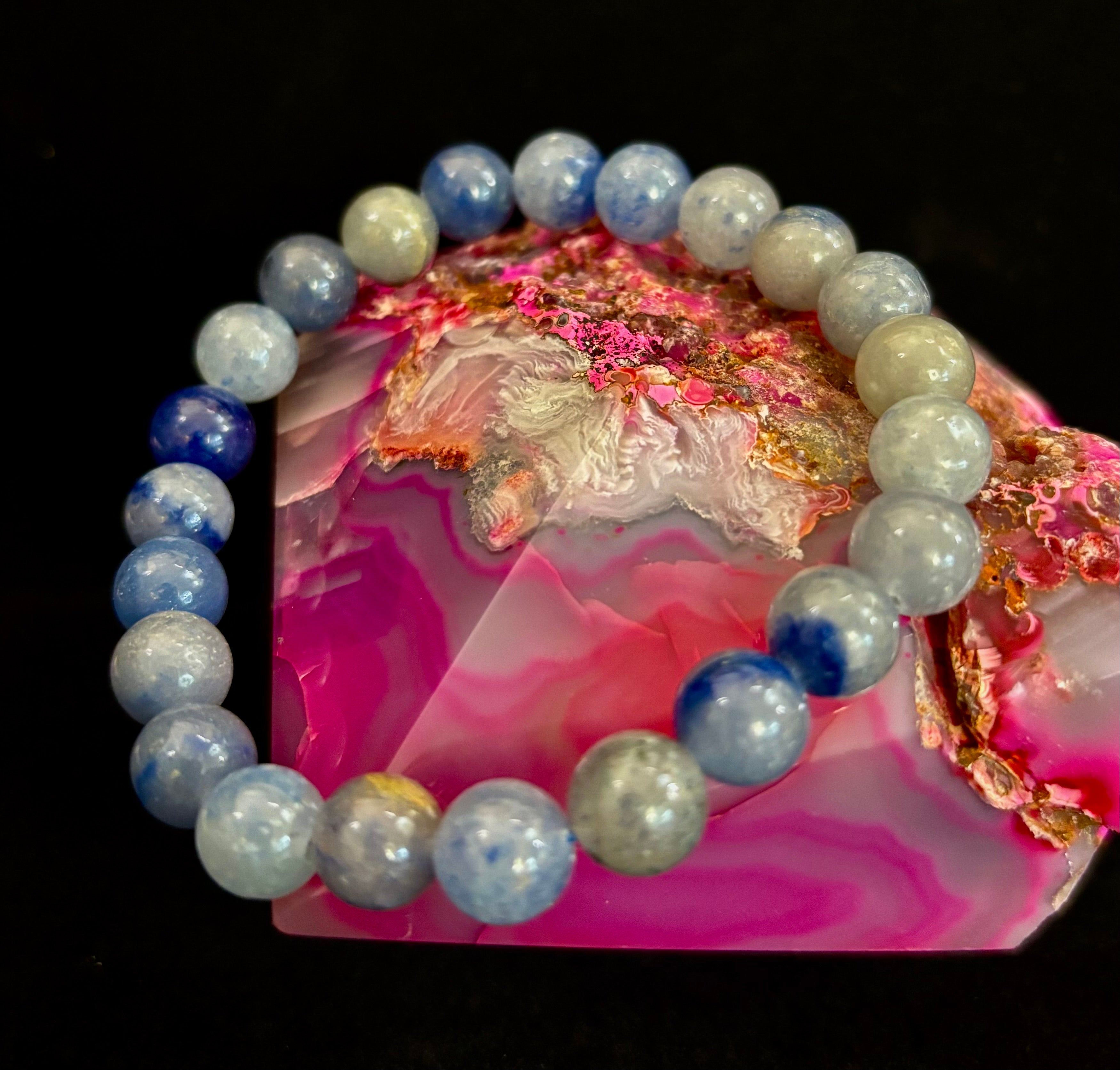 Reiki-Infused Natural Blue Aventurine Bracelet for Calm Communication, Inner Peace & Third Eye Focus (8mm)