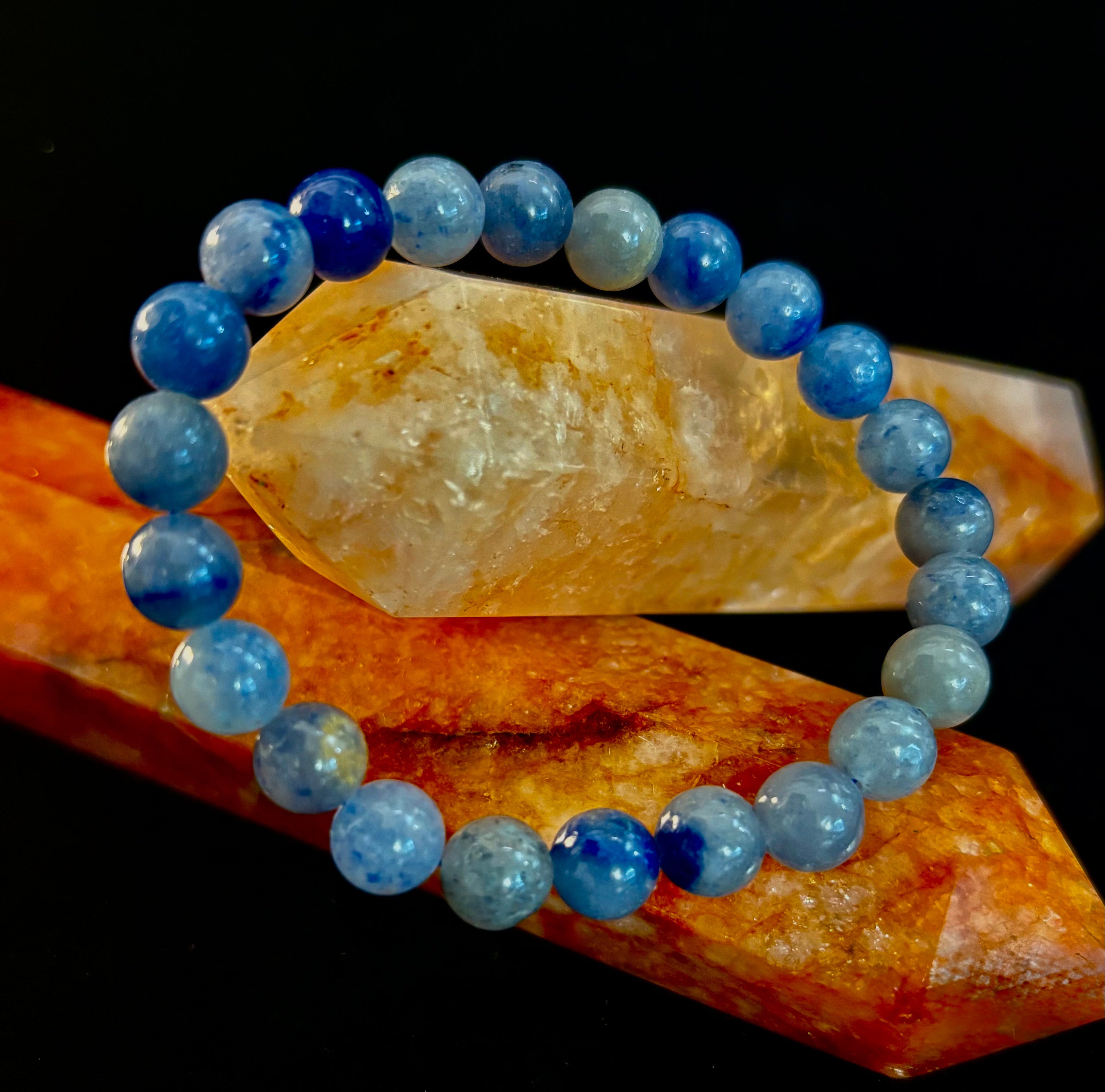 Reiki-Infused Natural Blue Aventurine Bracelet for Calm Communication, Inner Peace & Third Eye Focus (8mm)