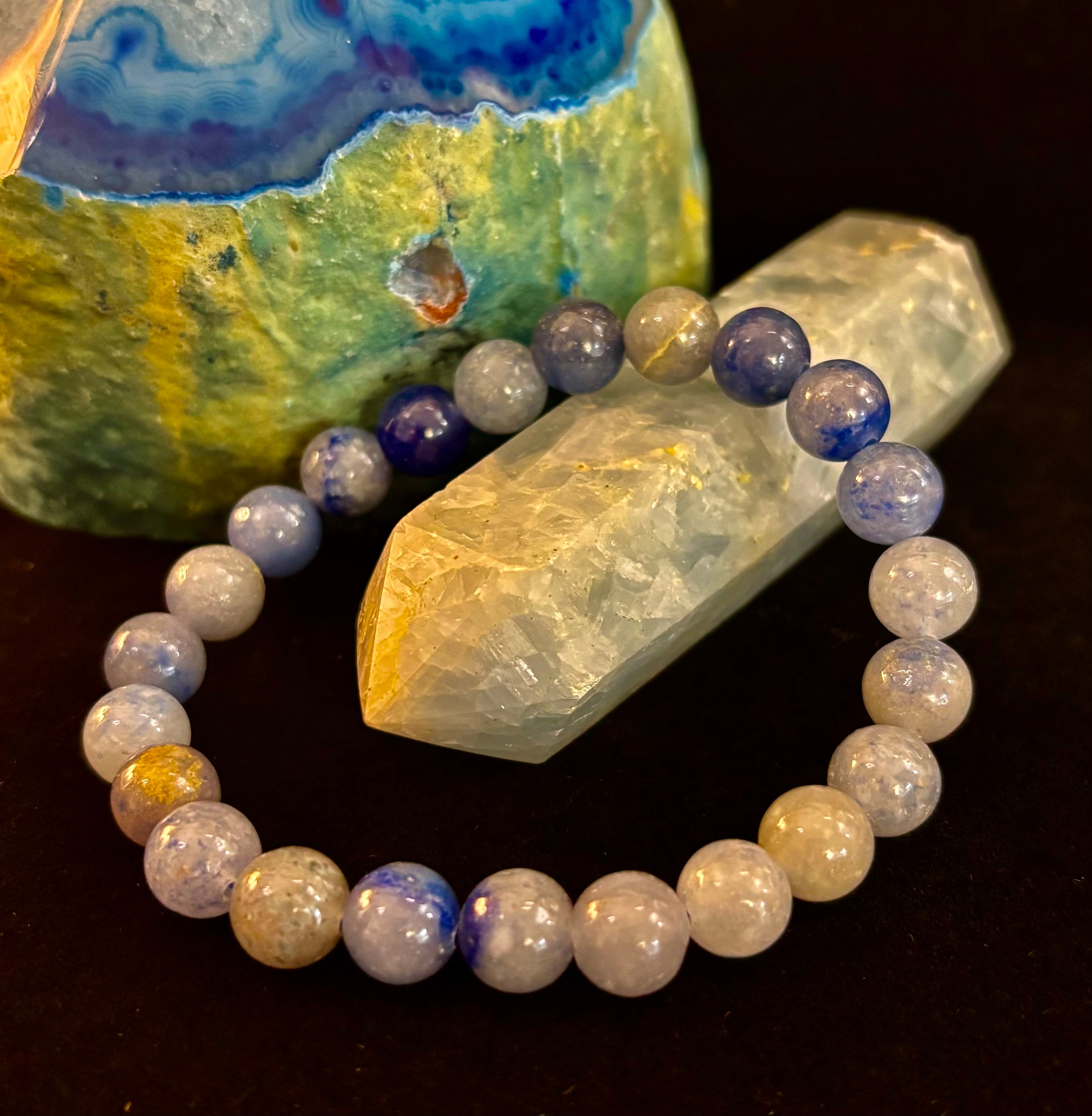 Reiki-Infused Natural Blue Aventurine Bracelet for Calm Communication, Inner Peace & Third Eye Focus (8mm)