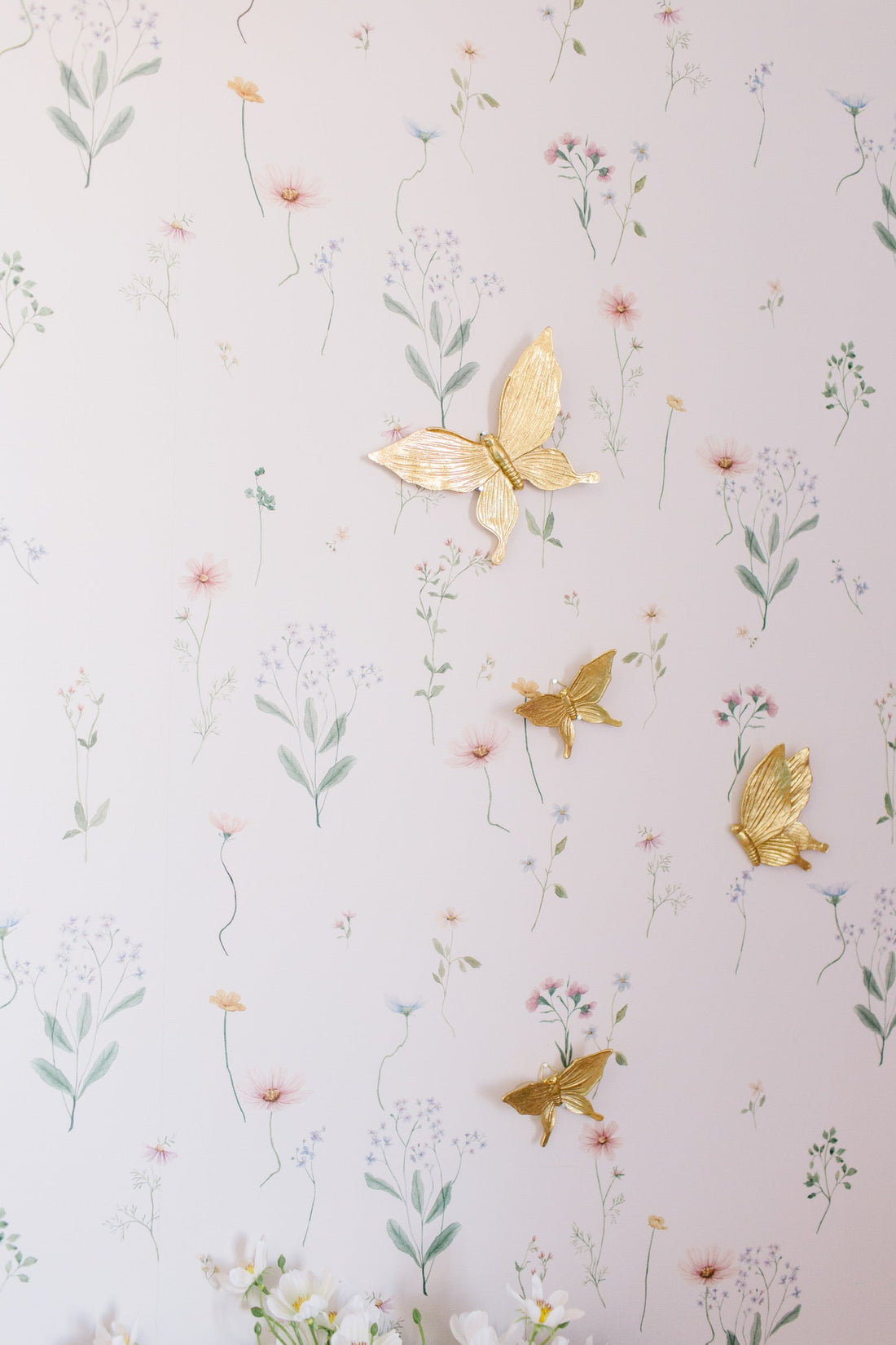 Marta Floral Removable Wallpaper in Blush Pink and Sage Green
