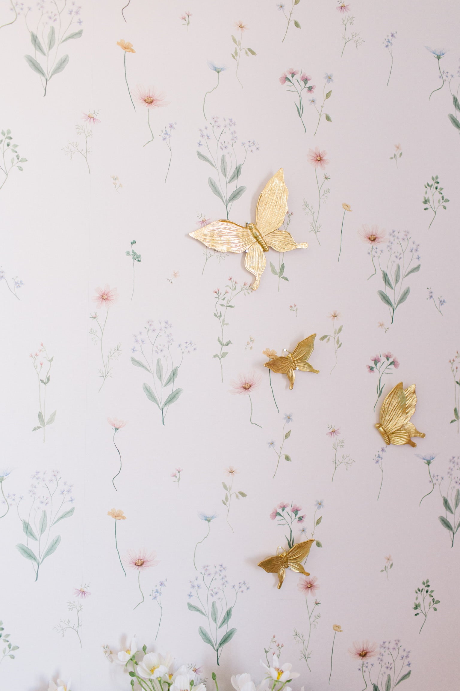 Marta Floral Removable Wallpaper in Blush Pink and Sage Green