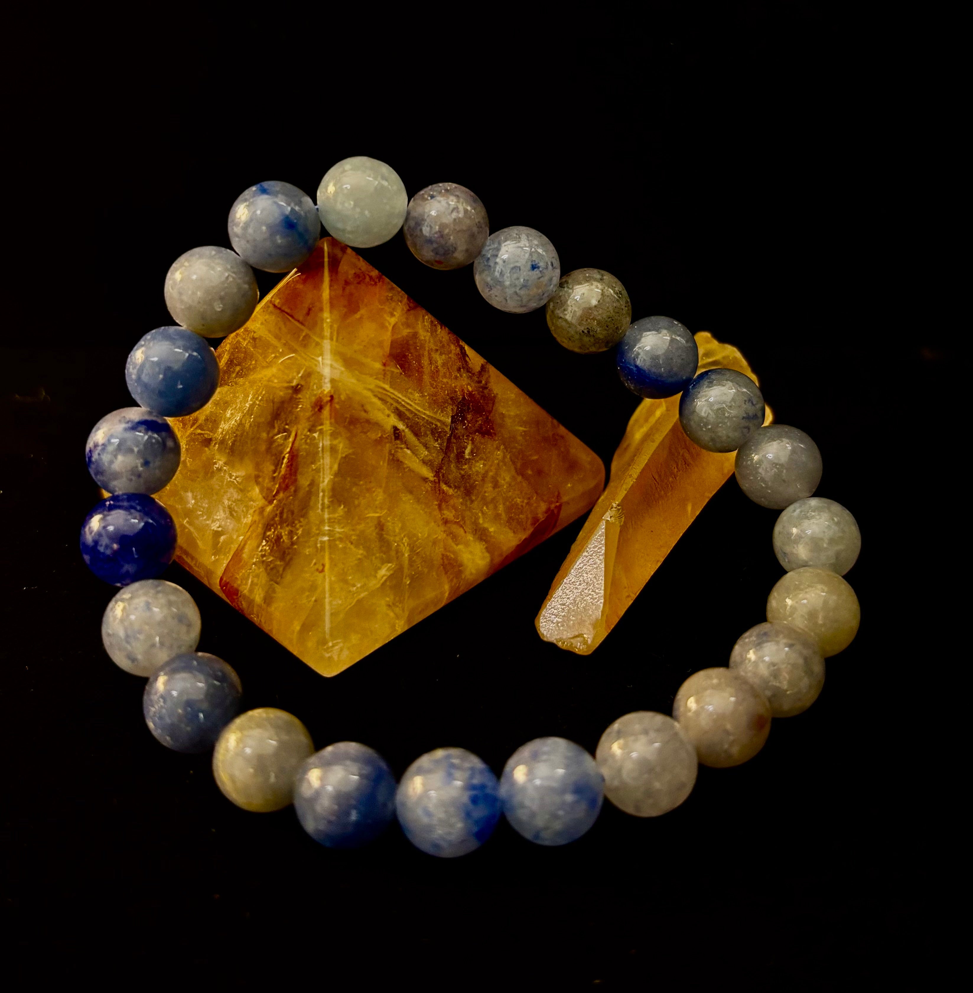 Reiki-Infused Natural Blue Aventurine Bracelet for Calm Communication, Inner Peace & Third Eye Focus (8mm)