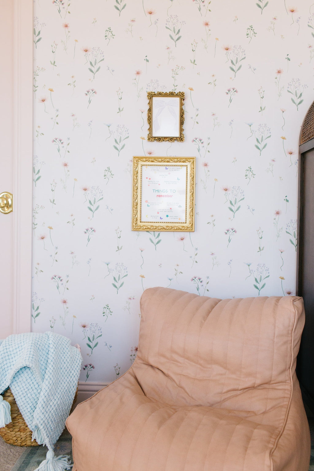 Marta Floral Removable Wallpaper in Blush Pink and Sage Green