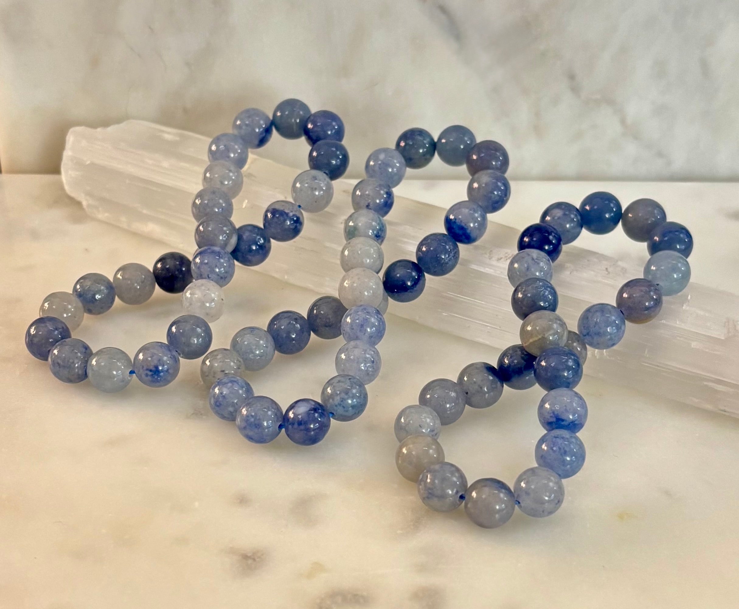 Reiki-Infused Natural Blue Aventurine Bracelet for Calm Communication, Inner Peace & Third Eye Focus (8mm)