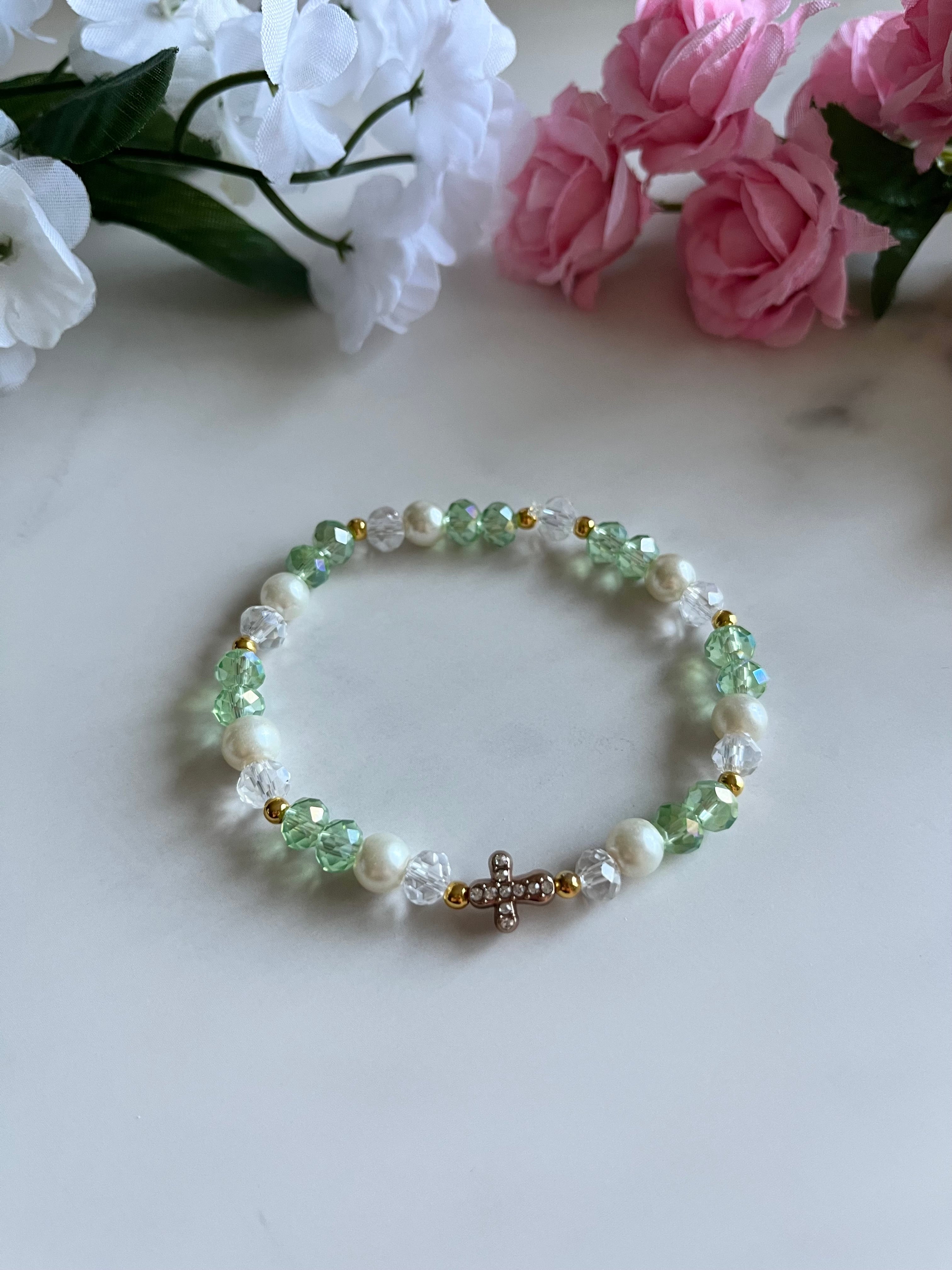 Pearl Cross Bracelet Collection Elegant Religious Jewelry