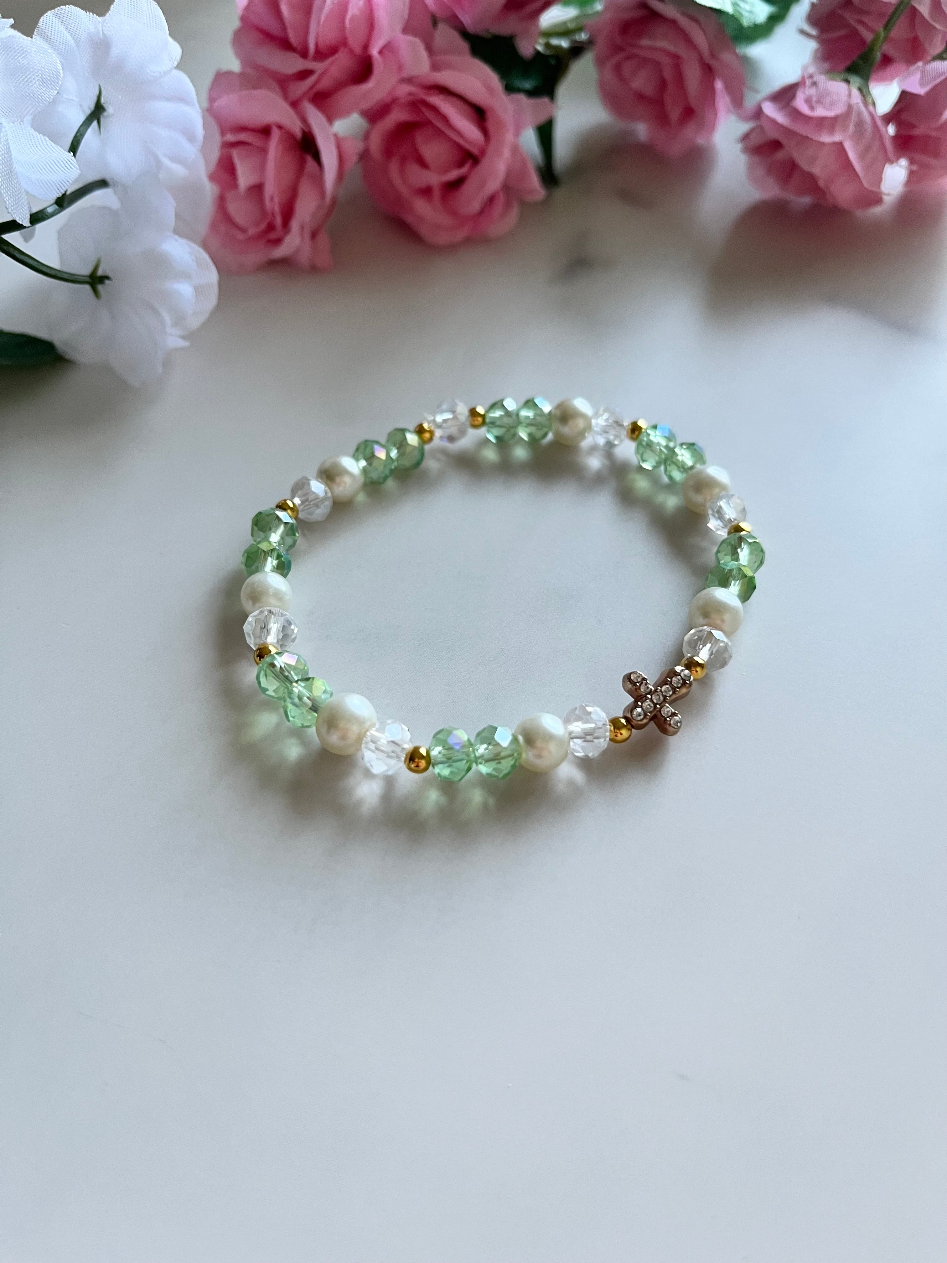 Pearl Cross Bracelet Collection Elegant Religious Jewelry