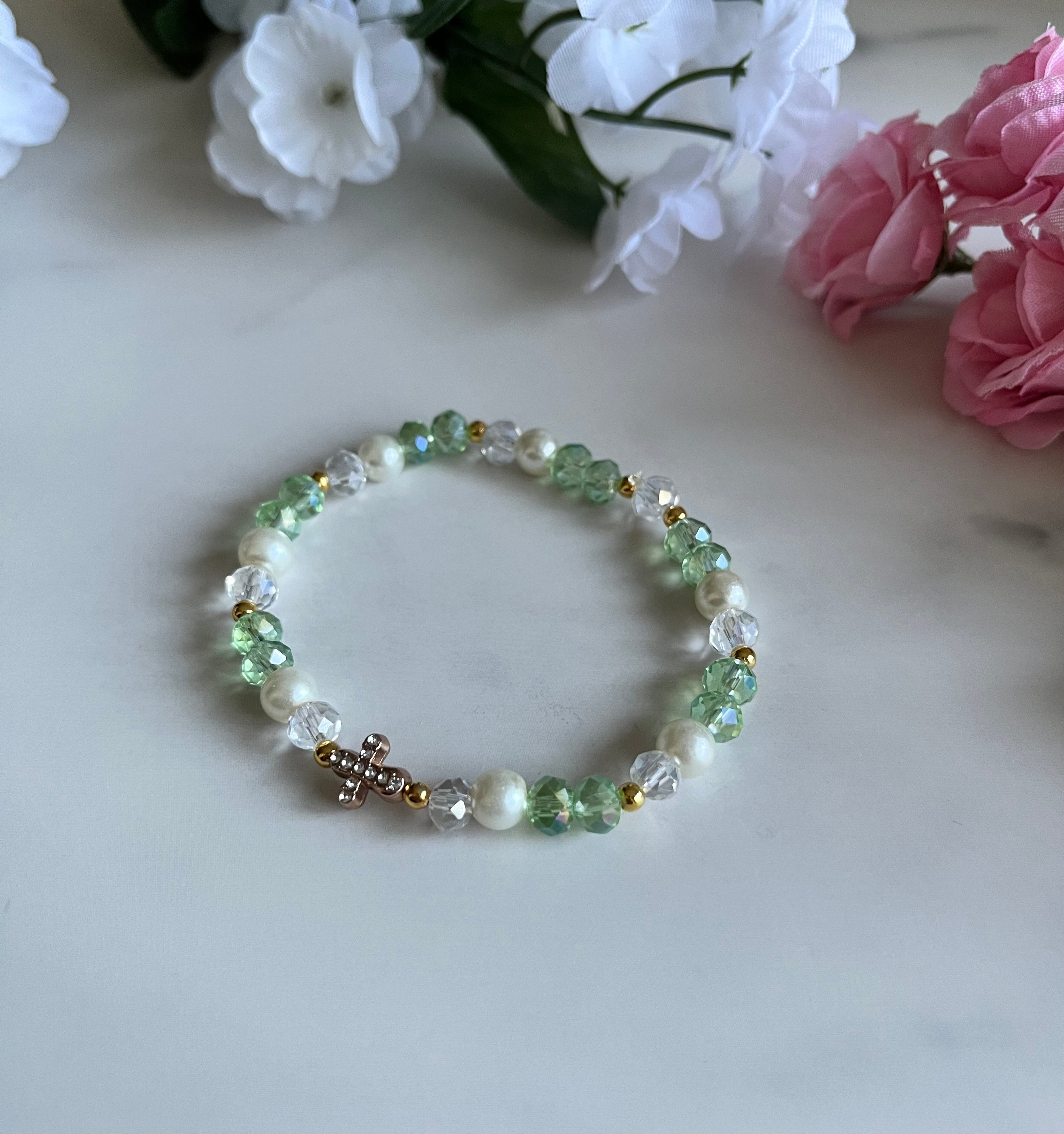 Pearl Cross Bracelet Collection Elegant Religious Jewelry
