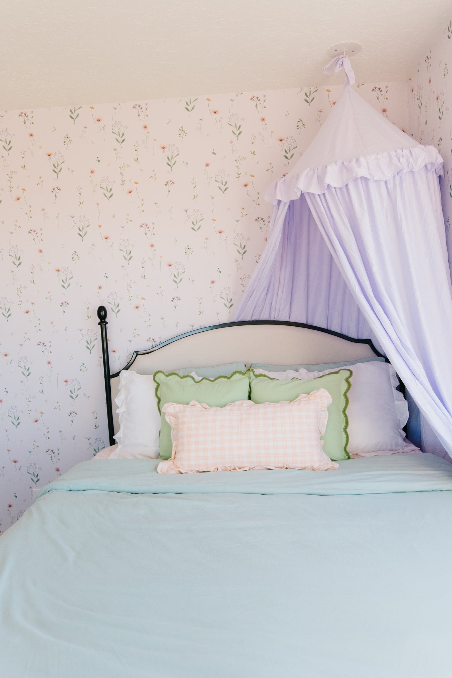 Marta Floral Removable Wallpaper in Blush Pink and Sage Green