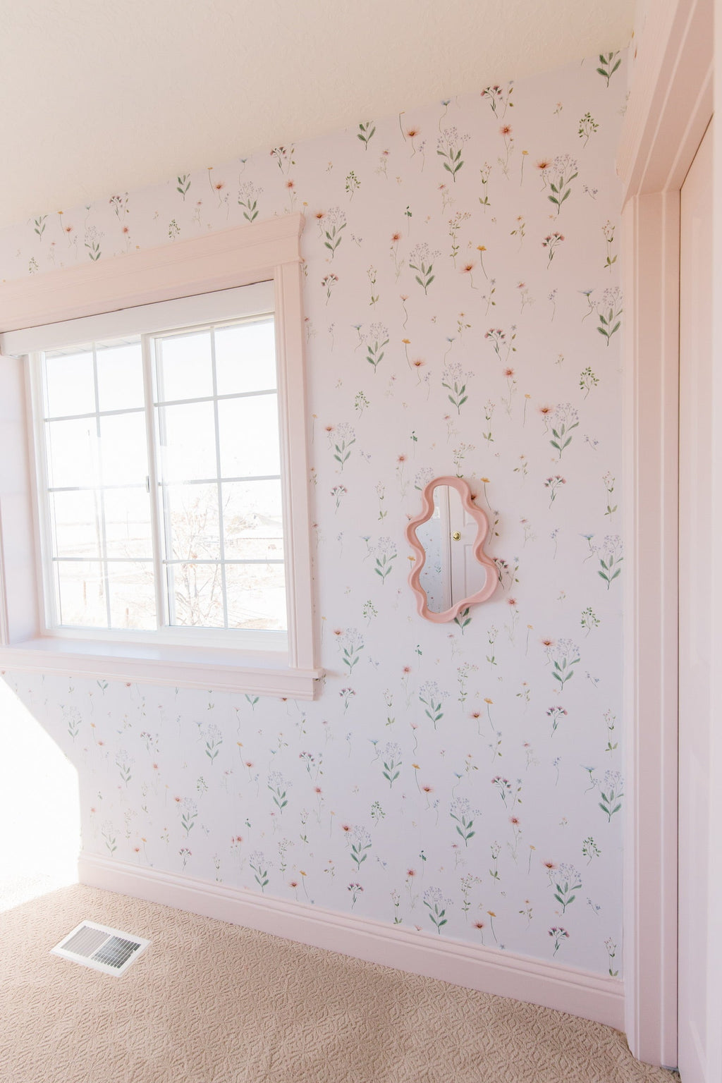 Marta Floral Removable Wallpaper in Blush Pink and Sage Green