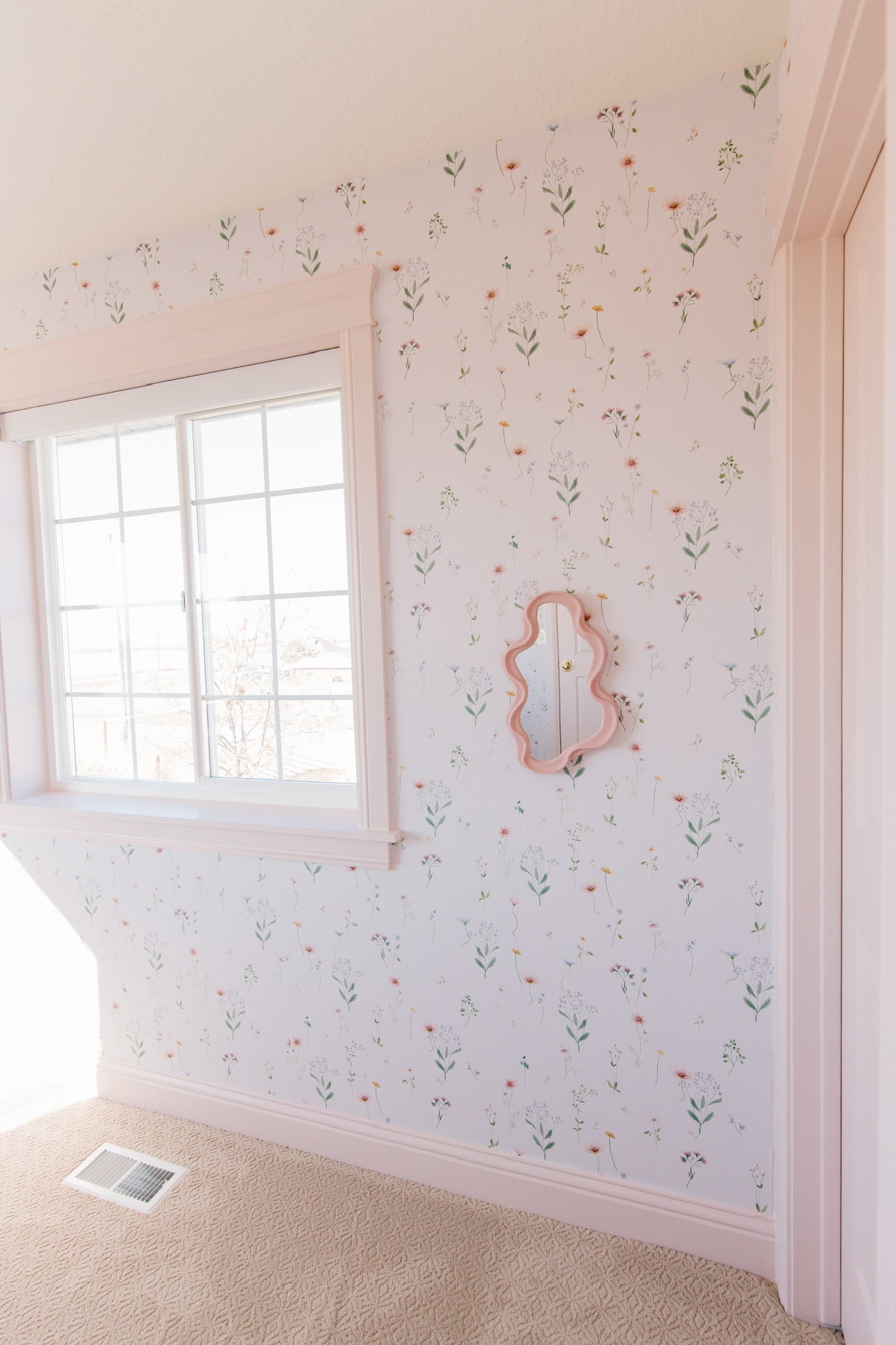 Marta Floral Removable Wallpaper in Blush Pink and Sage Green