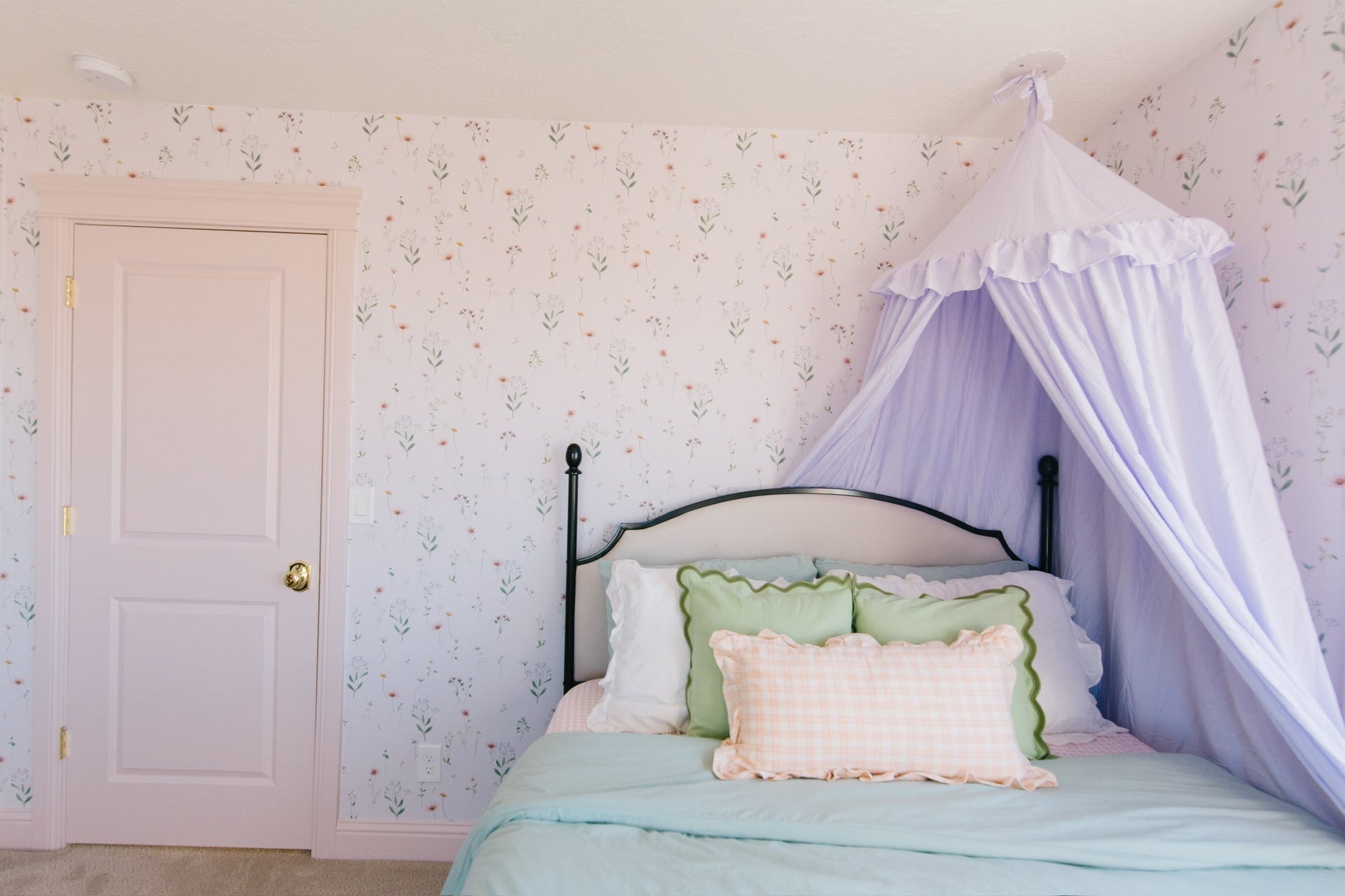 Marta Floral Removable Wallpaper in Blush Pink and Sage Green