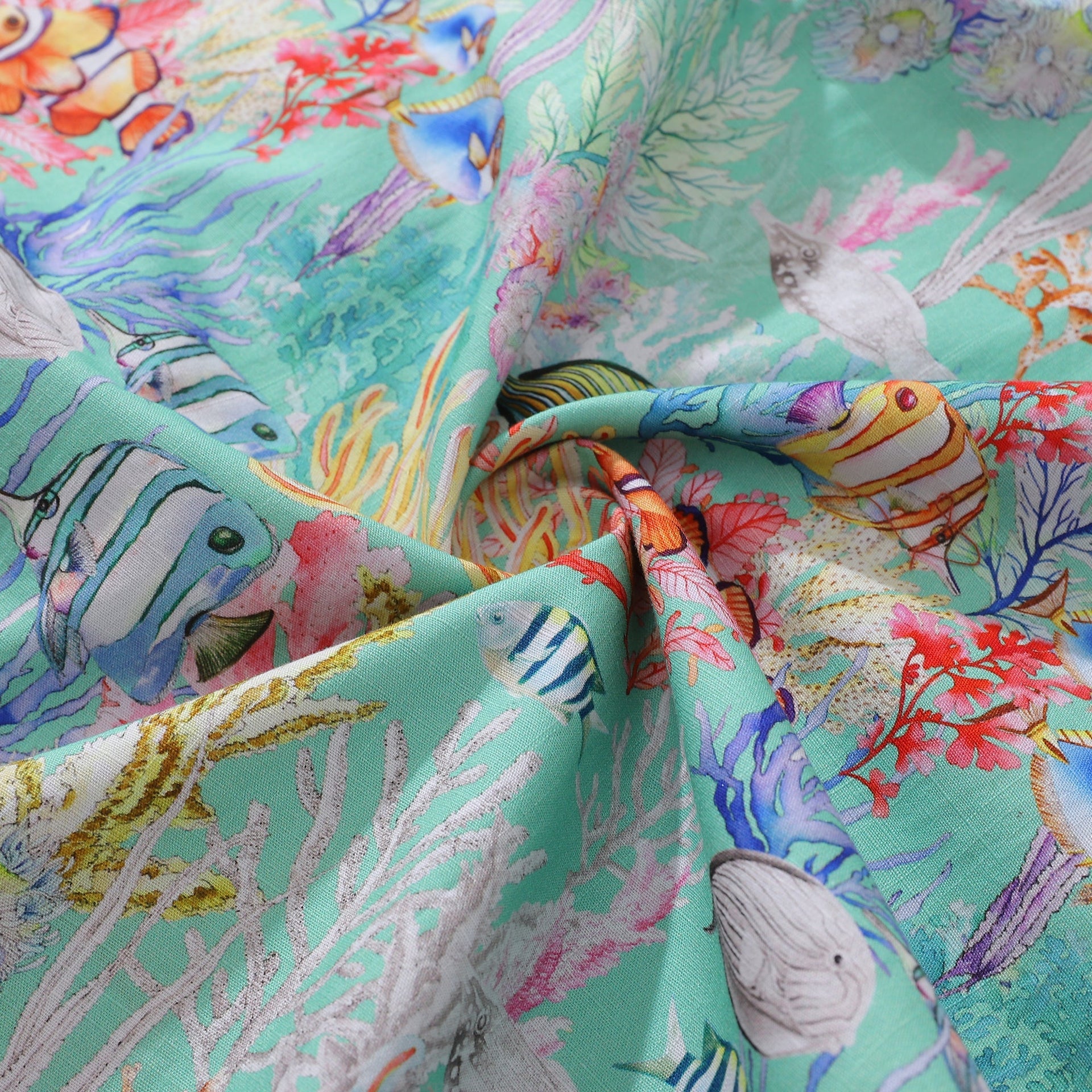 Men's Blue Sea Amusement Park Print Short Sleeve Hawaiian Shirt