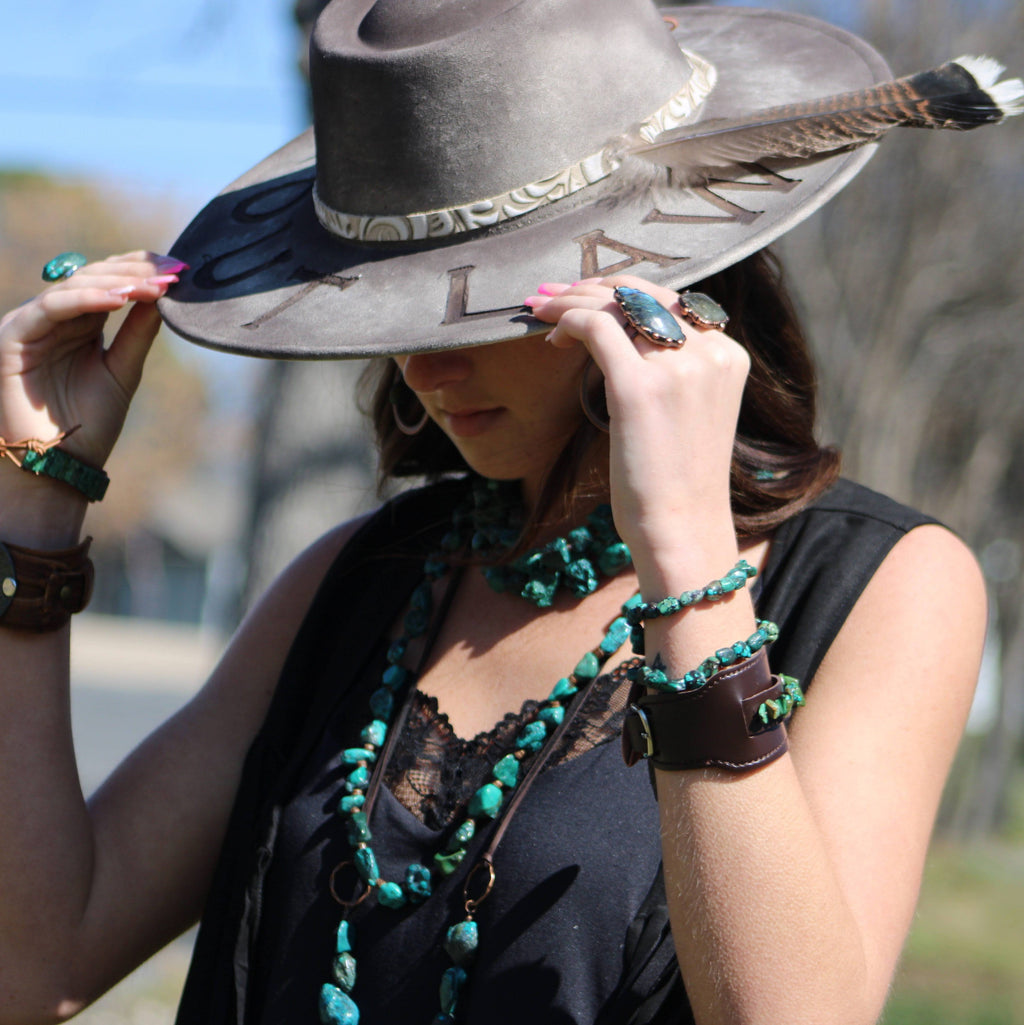 Genuine Labradorite Ring in Antique Copper