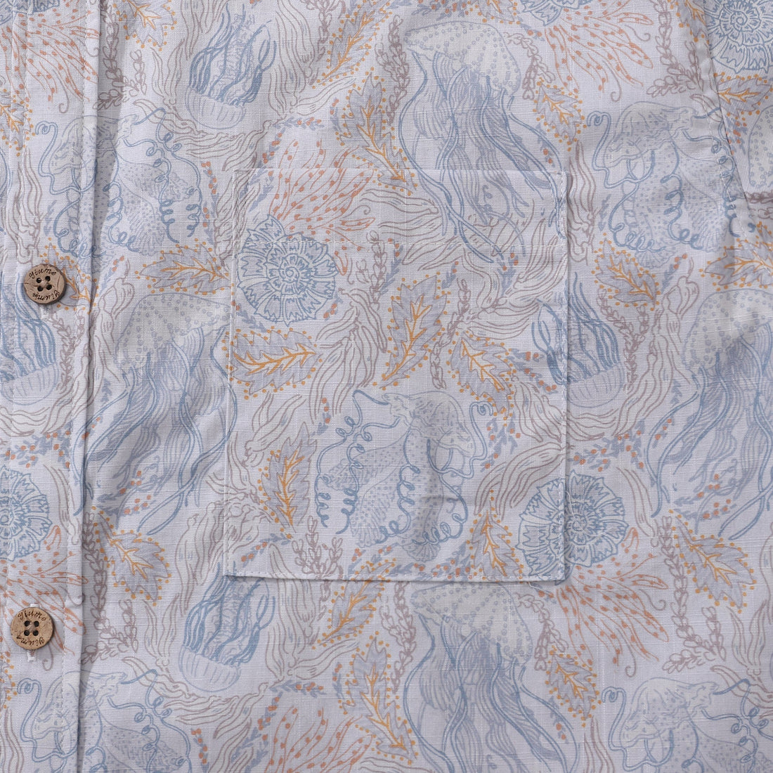 Men's Jellyfish Seascape Print Short Sleeve Aloha Button-Down Shirt