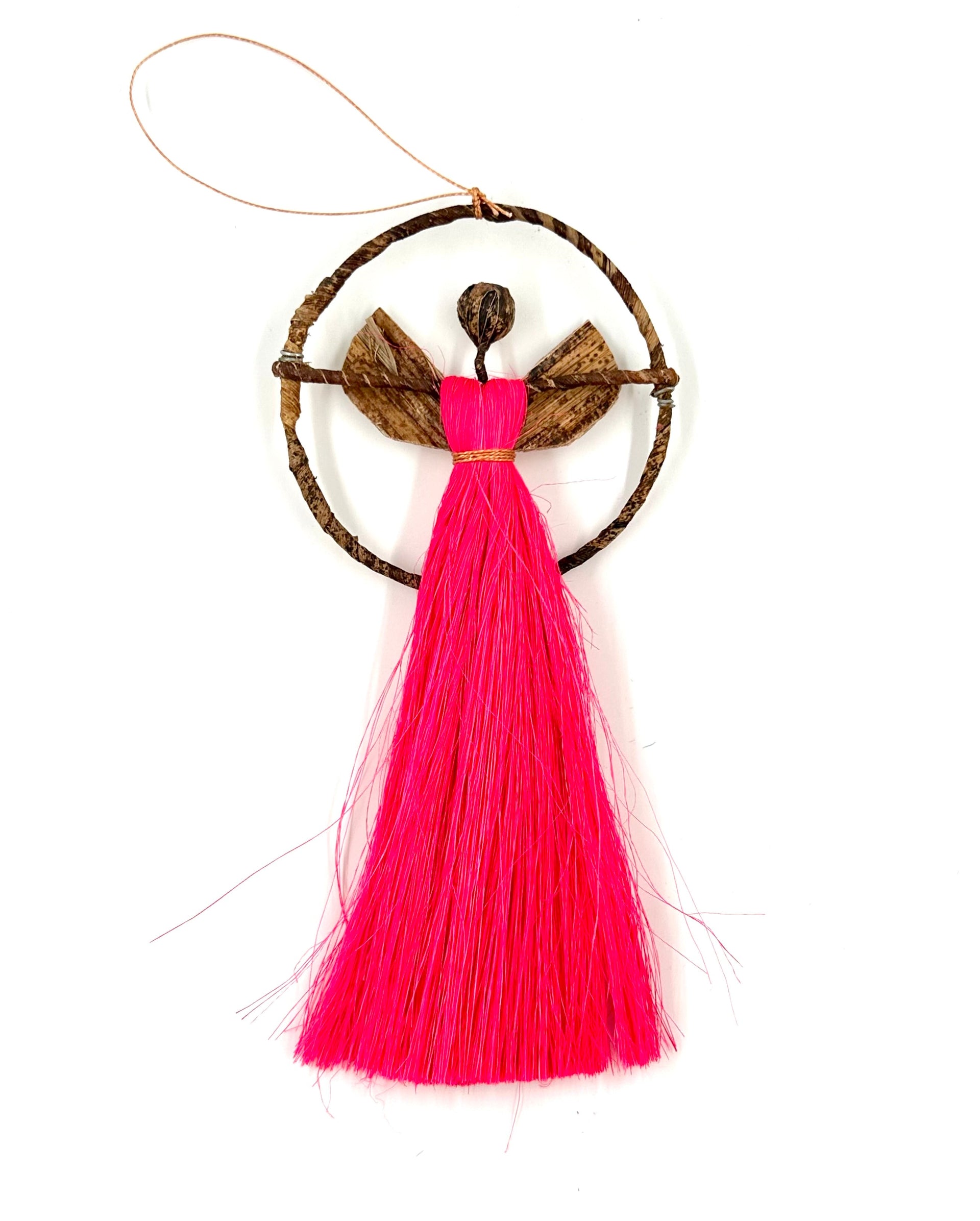 Handcrafted Ugandan Banana Fiber Angel Ornament for Holiday Decor