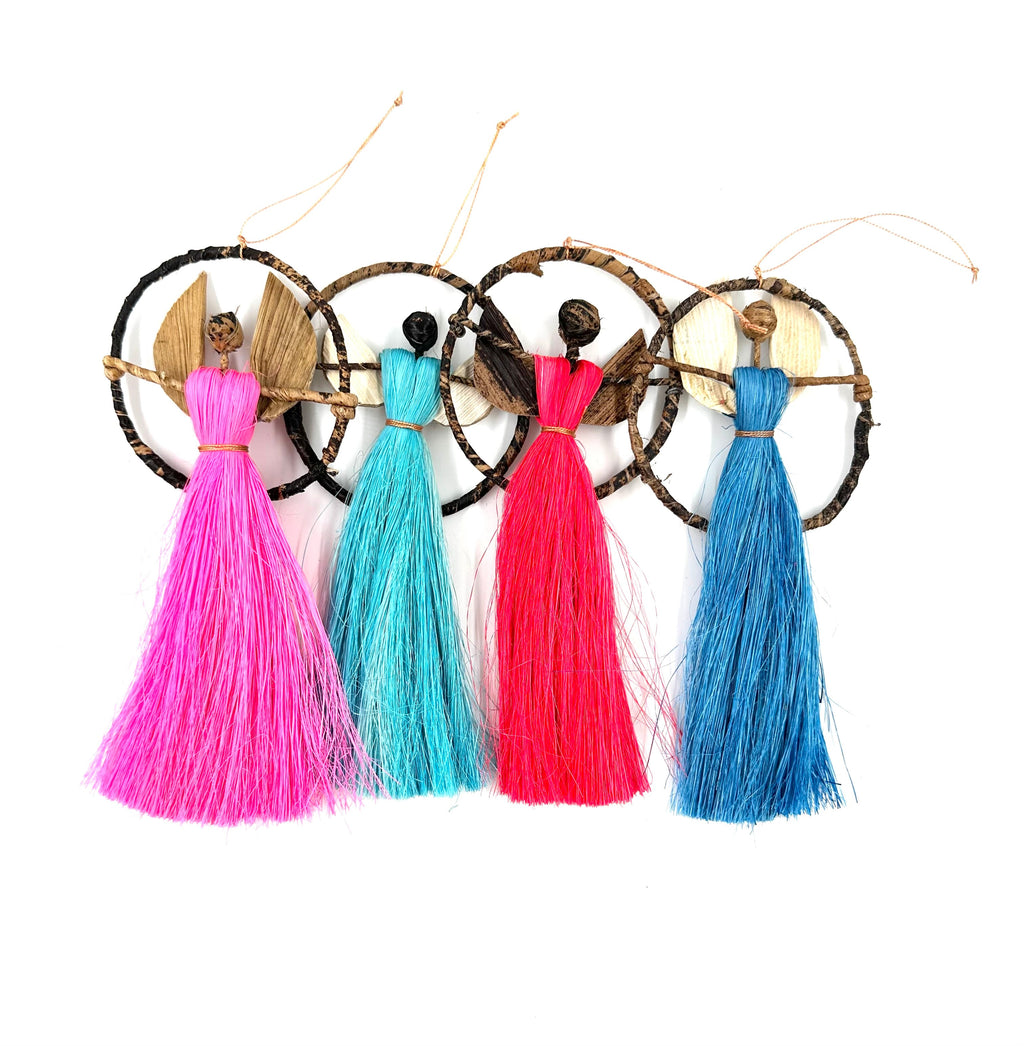 Handcrafted Ugandan Banana Fiber Angel Ornament for Holiday Decor