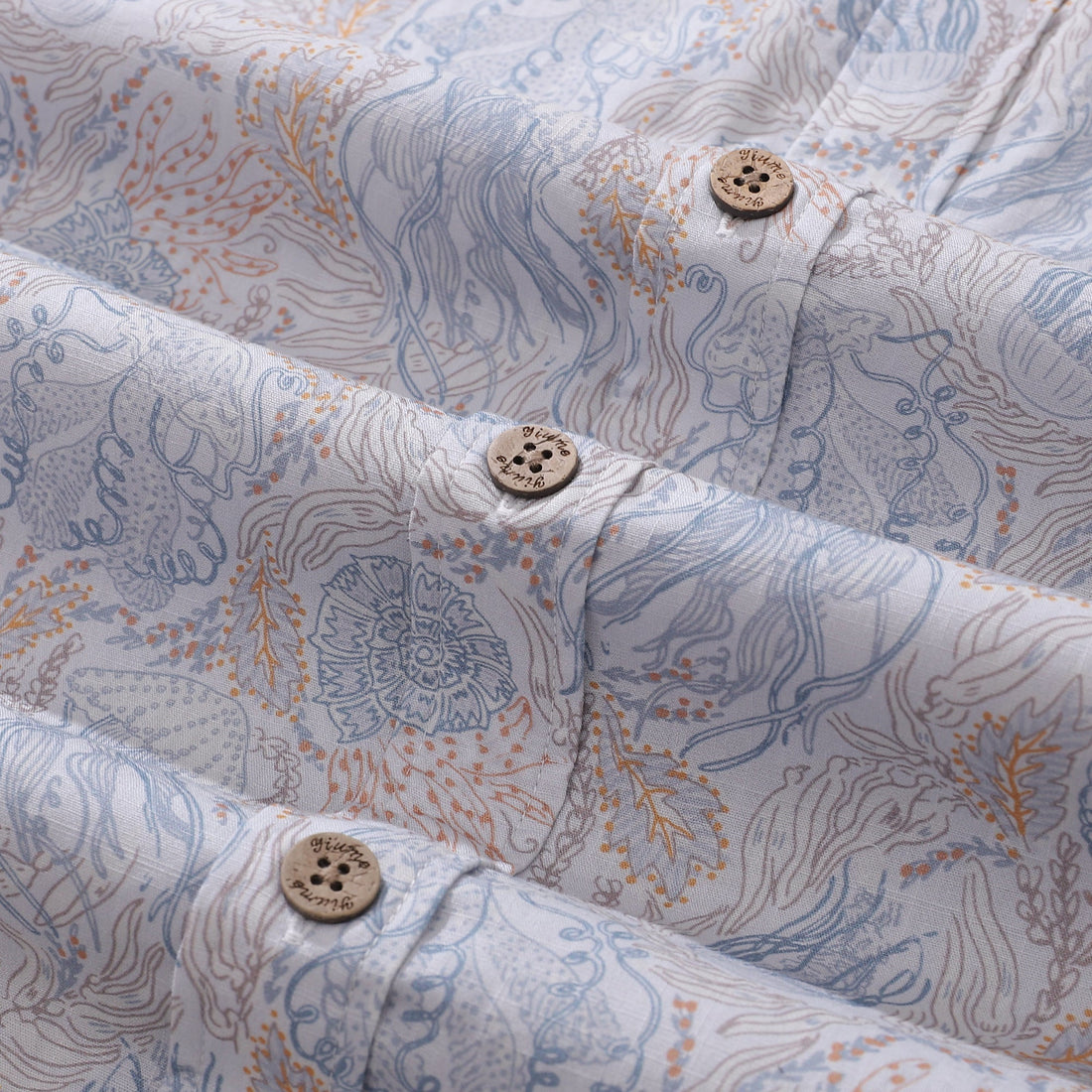 Men's Jellyfish Seascape Print Short Sleeve Aloha Button-Down Shirt