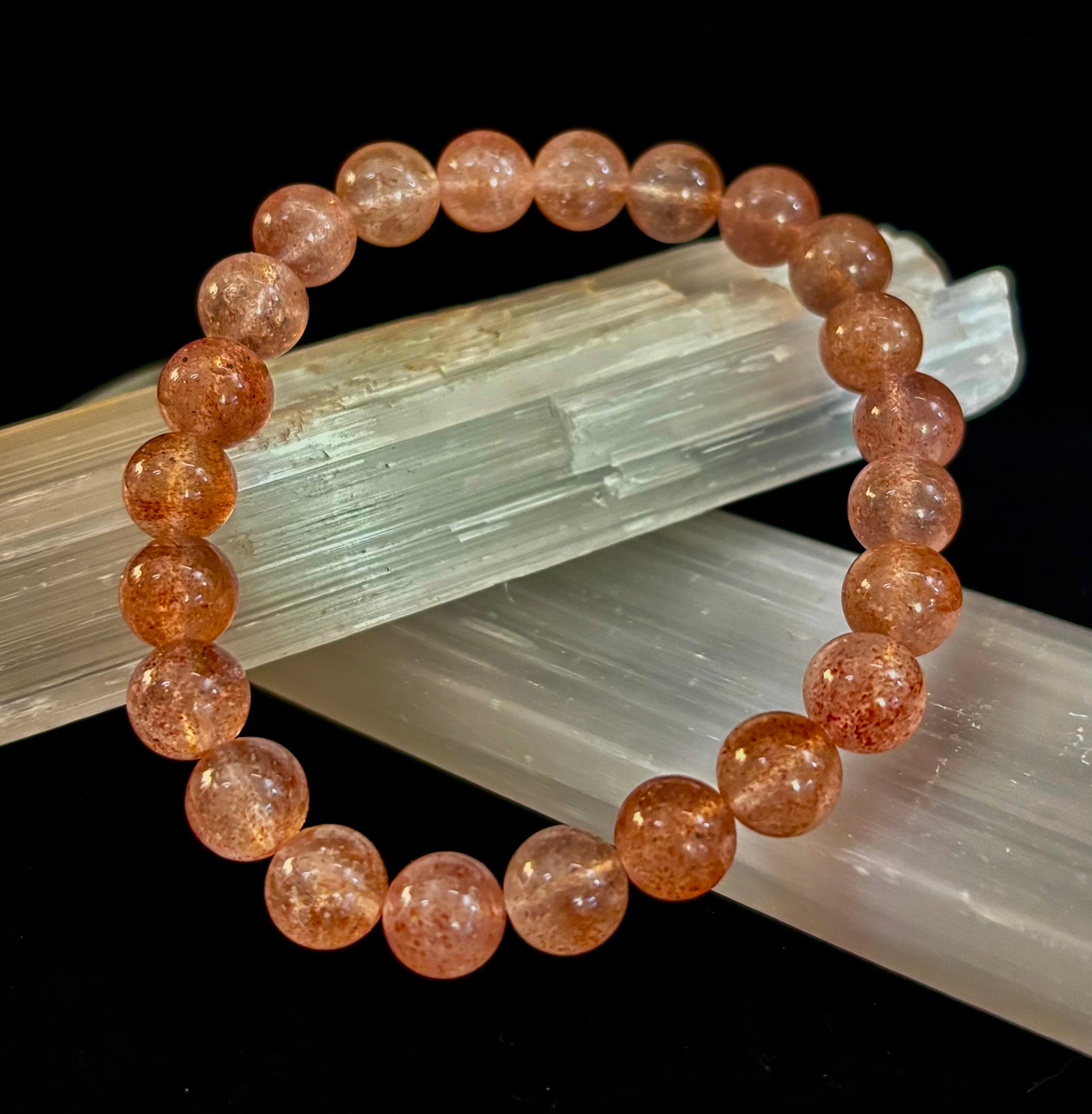Reiki-Infused Natural Strawberry Quartz Bracelet for Universal Love, Joy & Heart Expansion (8mm)