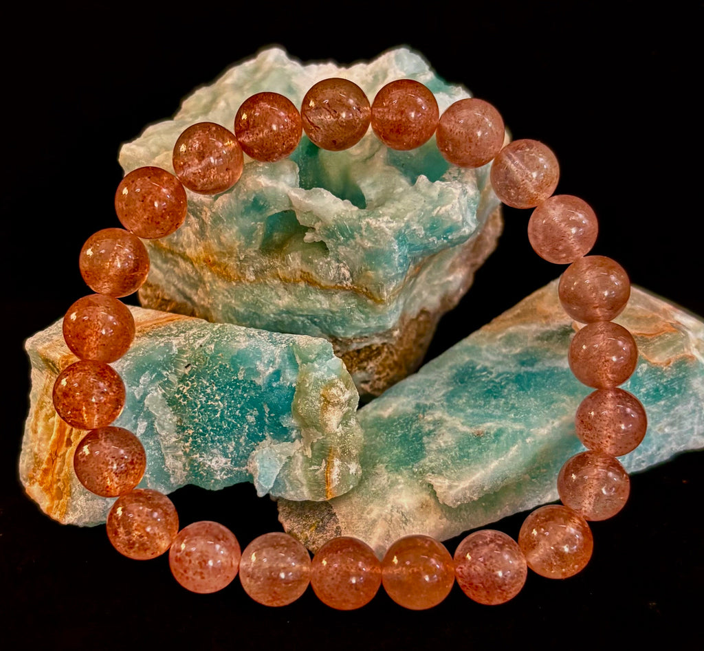 Reiki-Infused Natural Strawberry Quartz Bracelet for Universal Love, Joy & Heart Expansion (8mm)