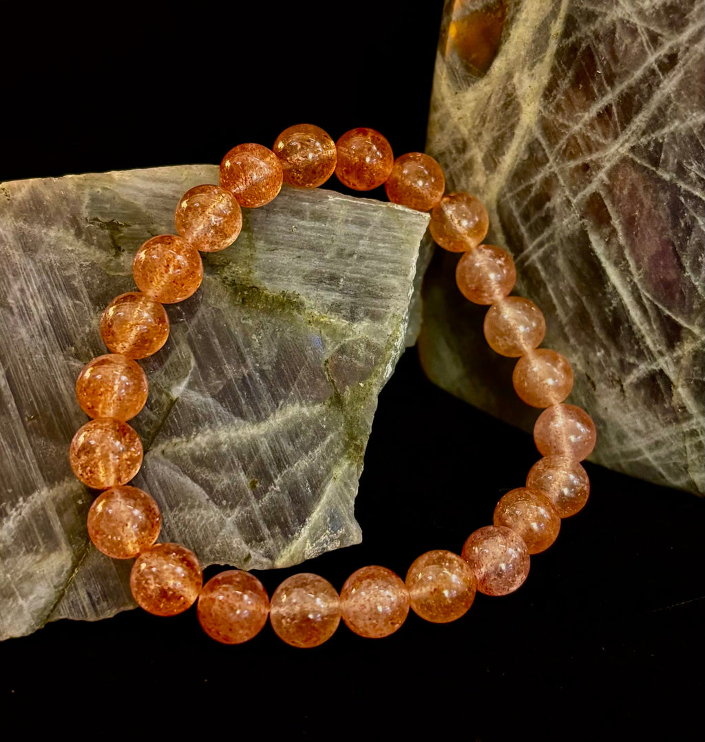 Reiki-Infused Natural Strawberry Quartz Bracelet for Universal Love, Joy & Heart Expansion (8mm)