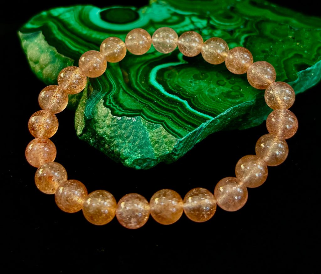 Reiki-Infused Natural Strawberry Quartz Bracelet for Universal Love, Joy & Heart Expansion (8mm)