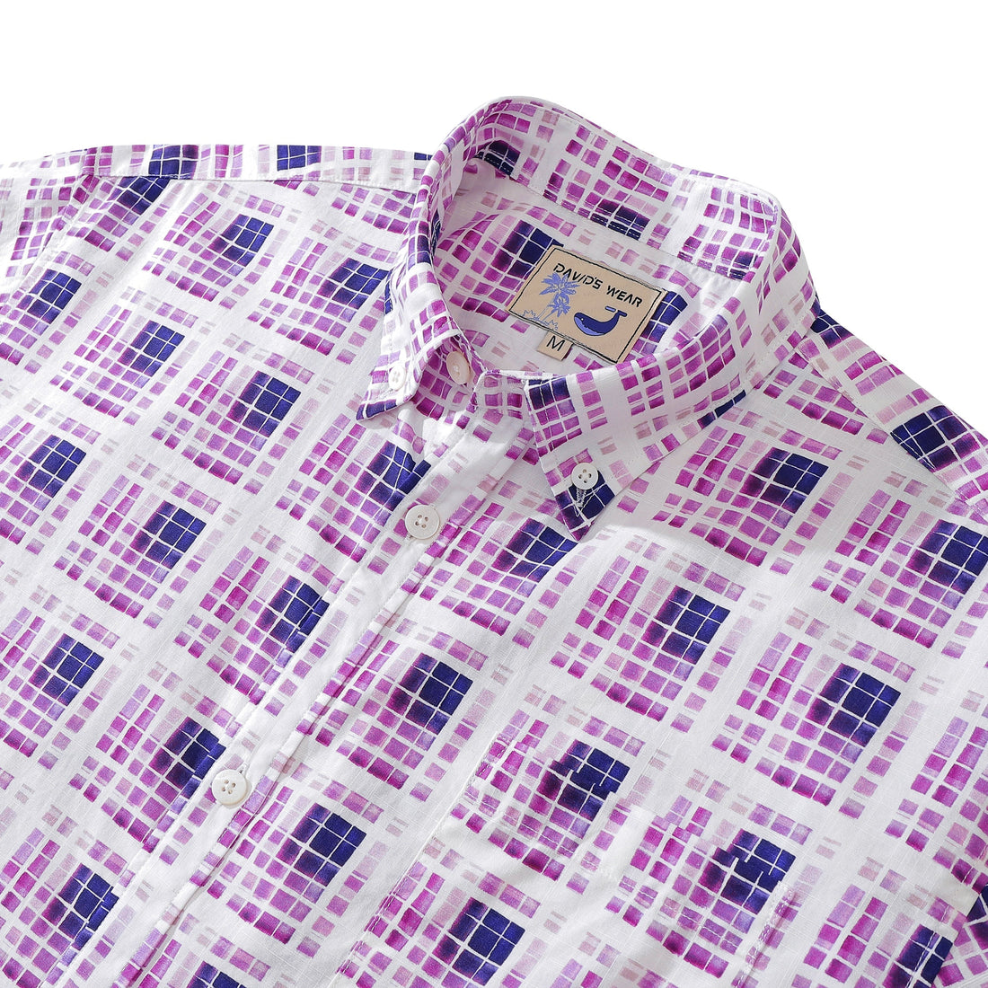 Men's Purple Gradient Geometric Print Cotton Hawaiian Shirt