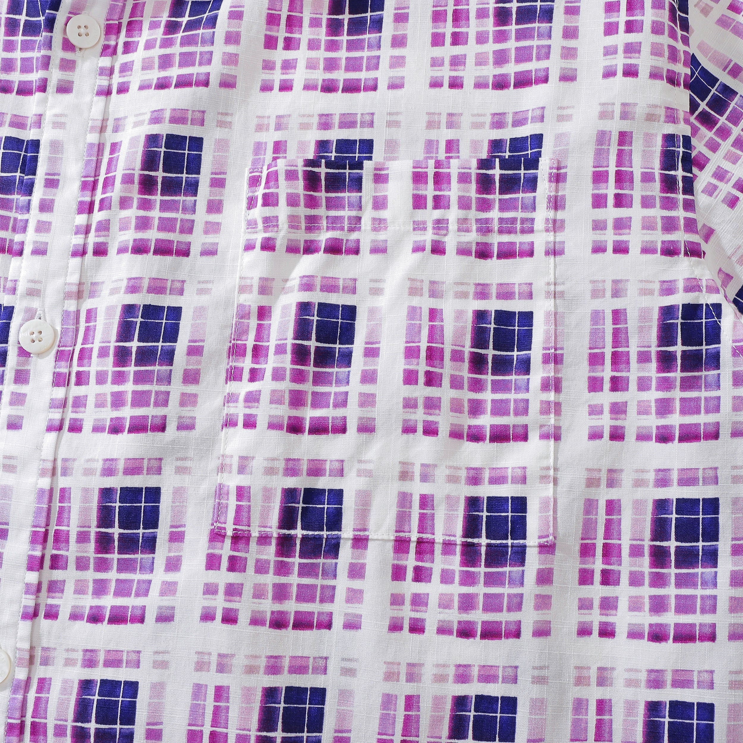 Men's Purple Gradient Geometric Print Cotton Hawaiian Shirt