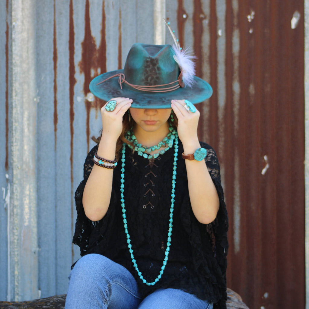 Long Boho Turquoise Howlite Beaded Necklace Statement Jewelry - Image 3