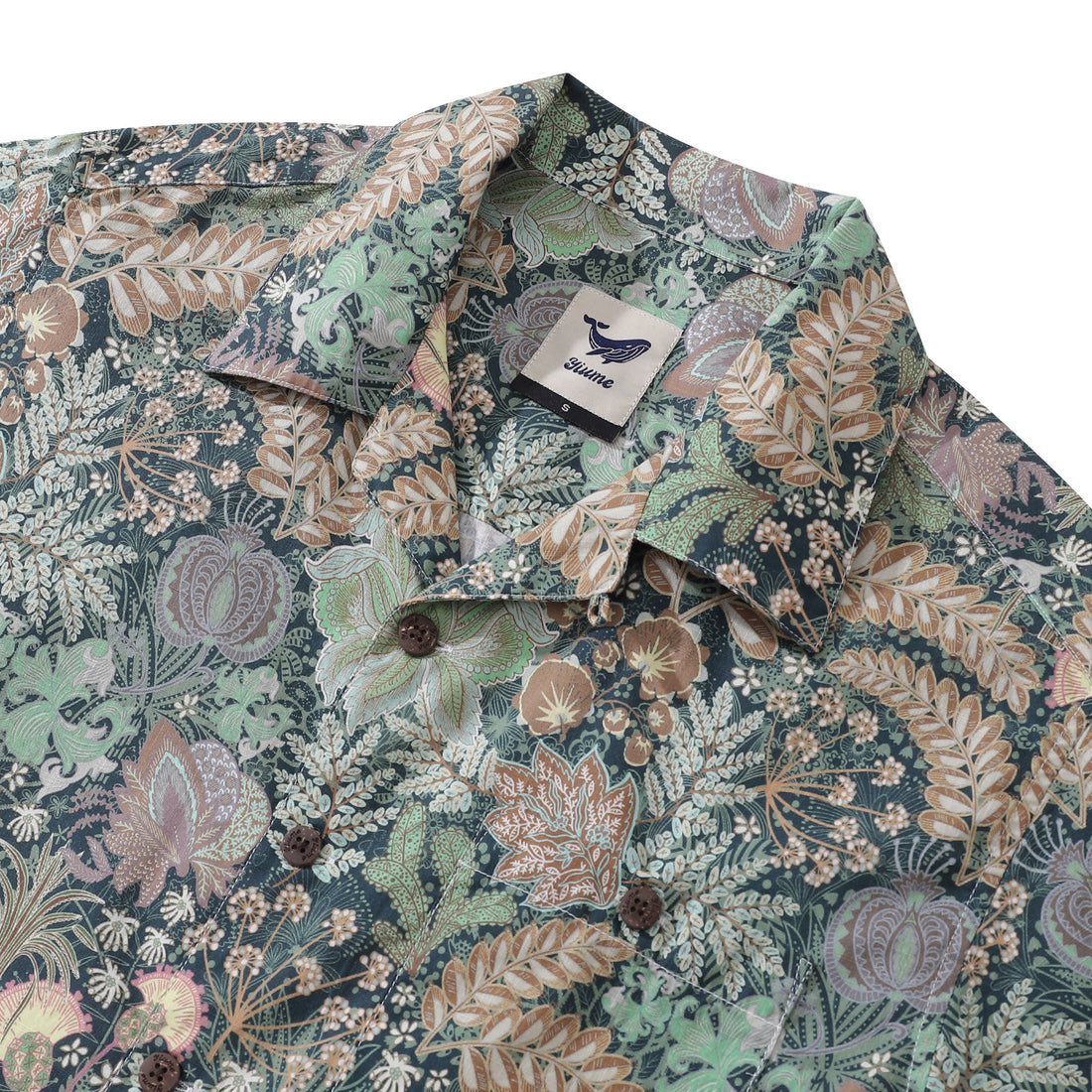 1950s Vintage Hawaiian Shirt Men's Cotton Tropical Greenery Print