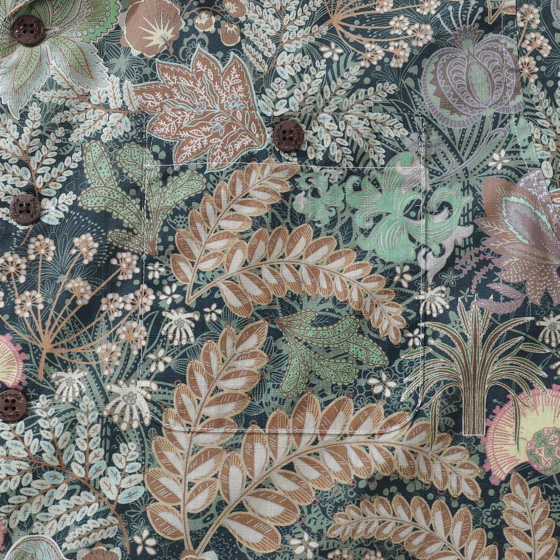 1950s Vintage Hawaiian Shirt Men's Cotton Tropical Greenery Print