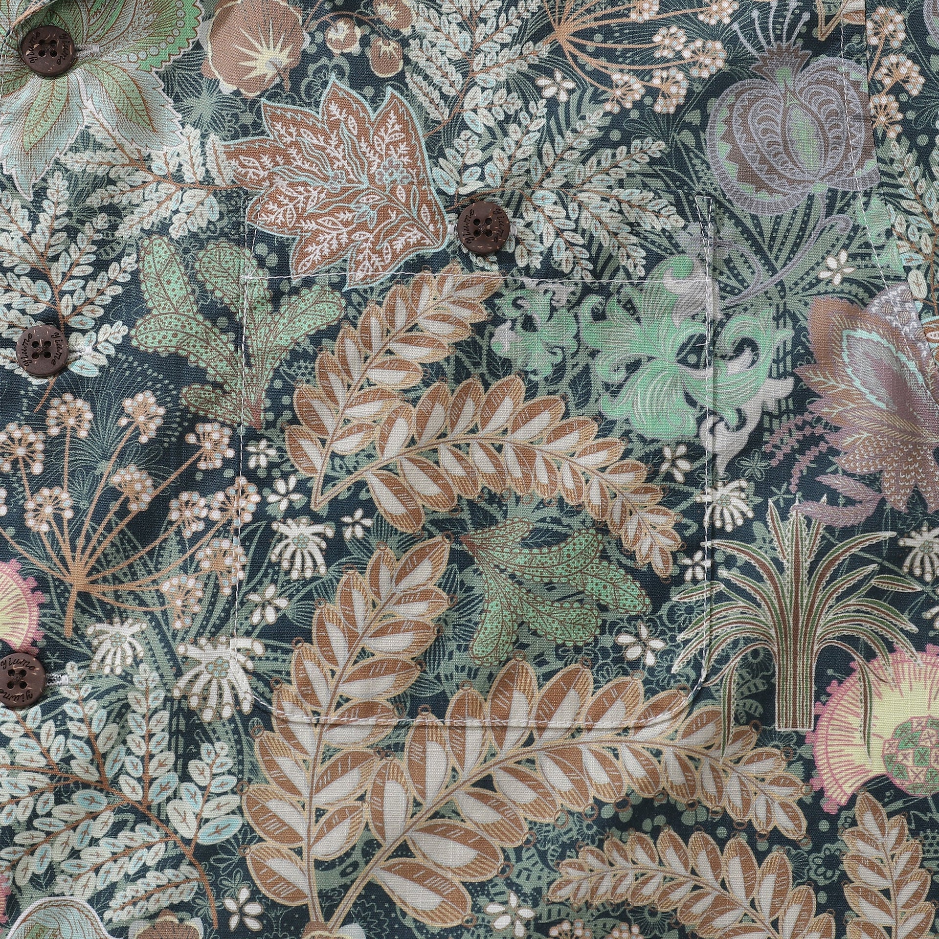 1950s Vintage Hawaiian Shirt Men's Cotton Tropical Greenery Print